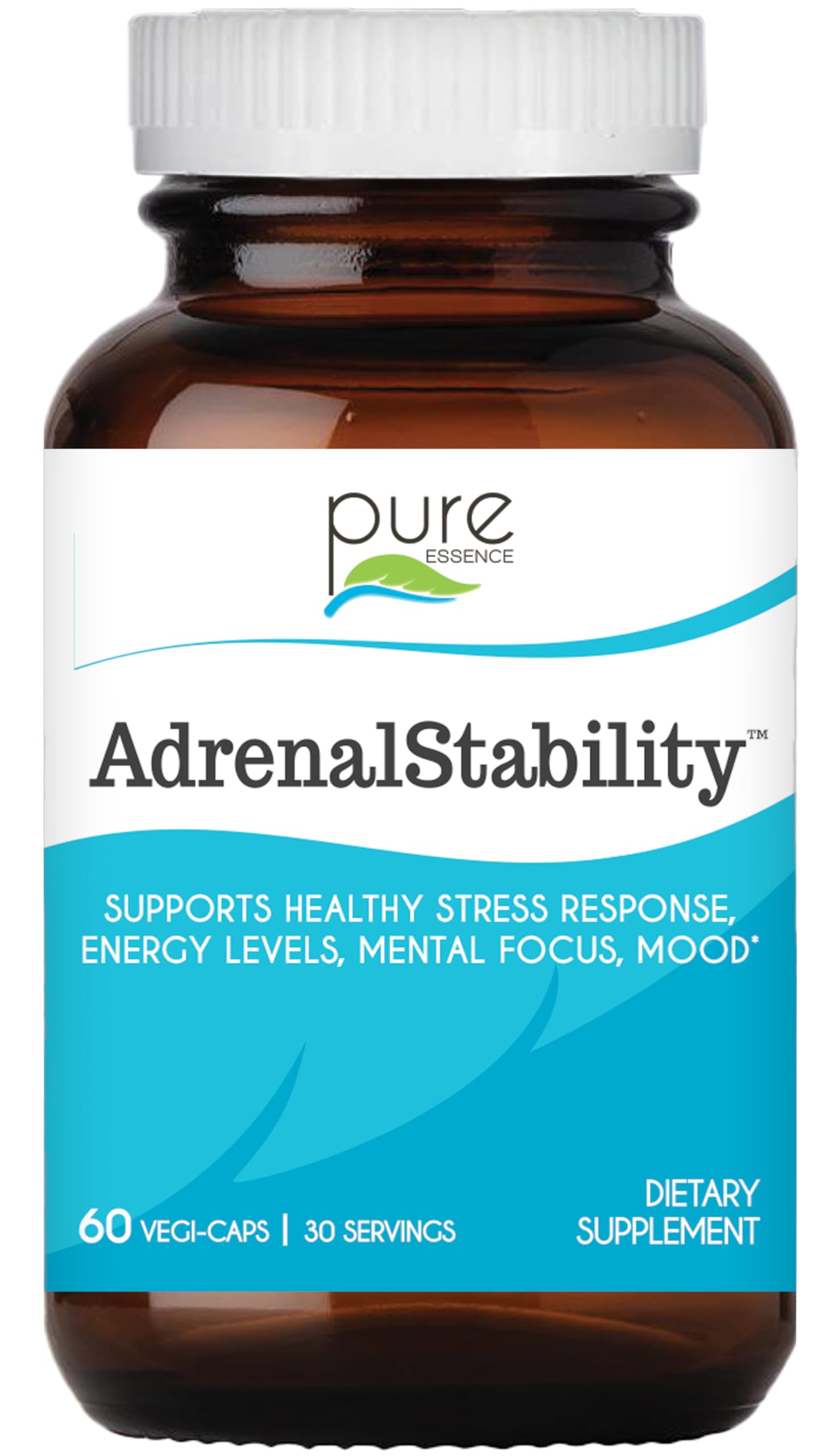 Adrenal Stability by Pure Essence – Adrenal Fatigue Support with Ashwagandha & Holy Basil (60 Caps)