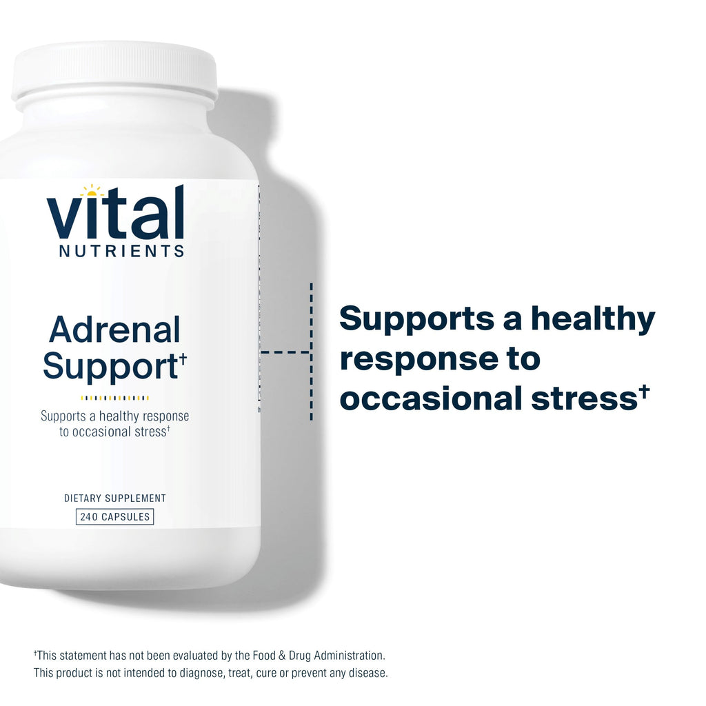 Vital Nutrients Adrenal Support - Stress Response & Energy Support, Gluten Free, 240 Capsules