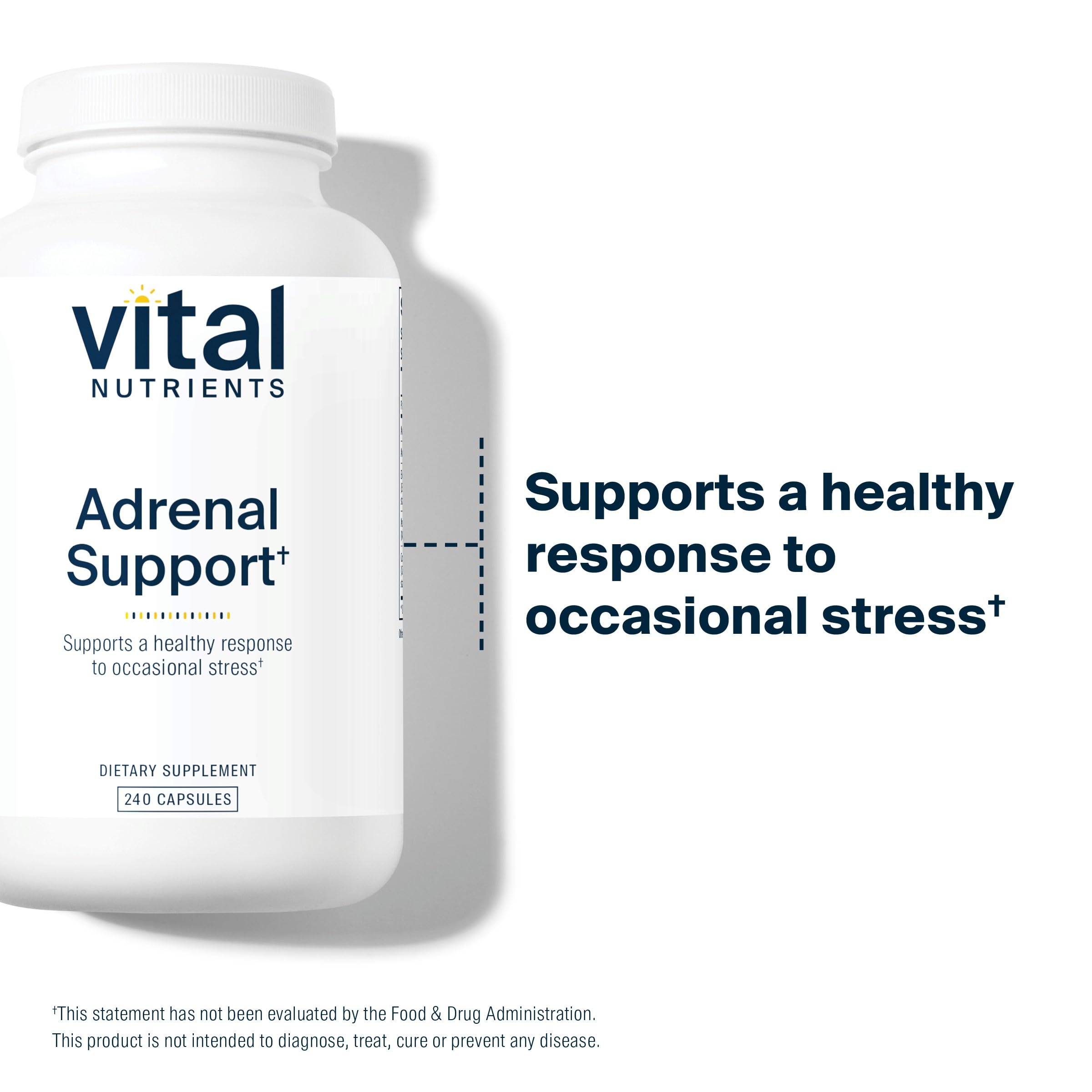 Vital Nutrients Adrenal Support - Stress Response & Energy Support, Gluten Free, 240 Capsules
