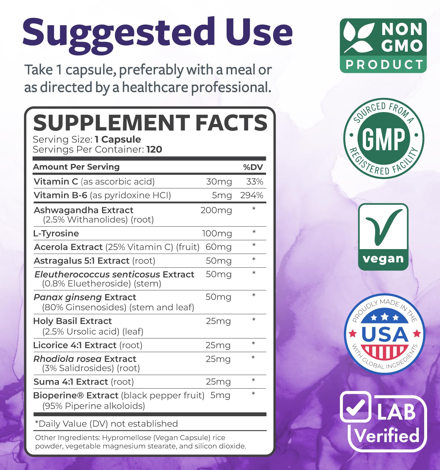 Adrenal Support & Cortisol Manager (Non-GMO) – 120 Capsules