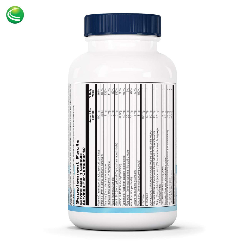 Nutra BioGenesis AdrenoActive - Supports Healthy Stress Response | Gluten Free - 60 Capsules