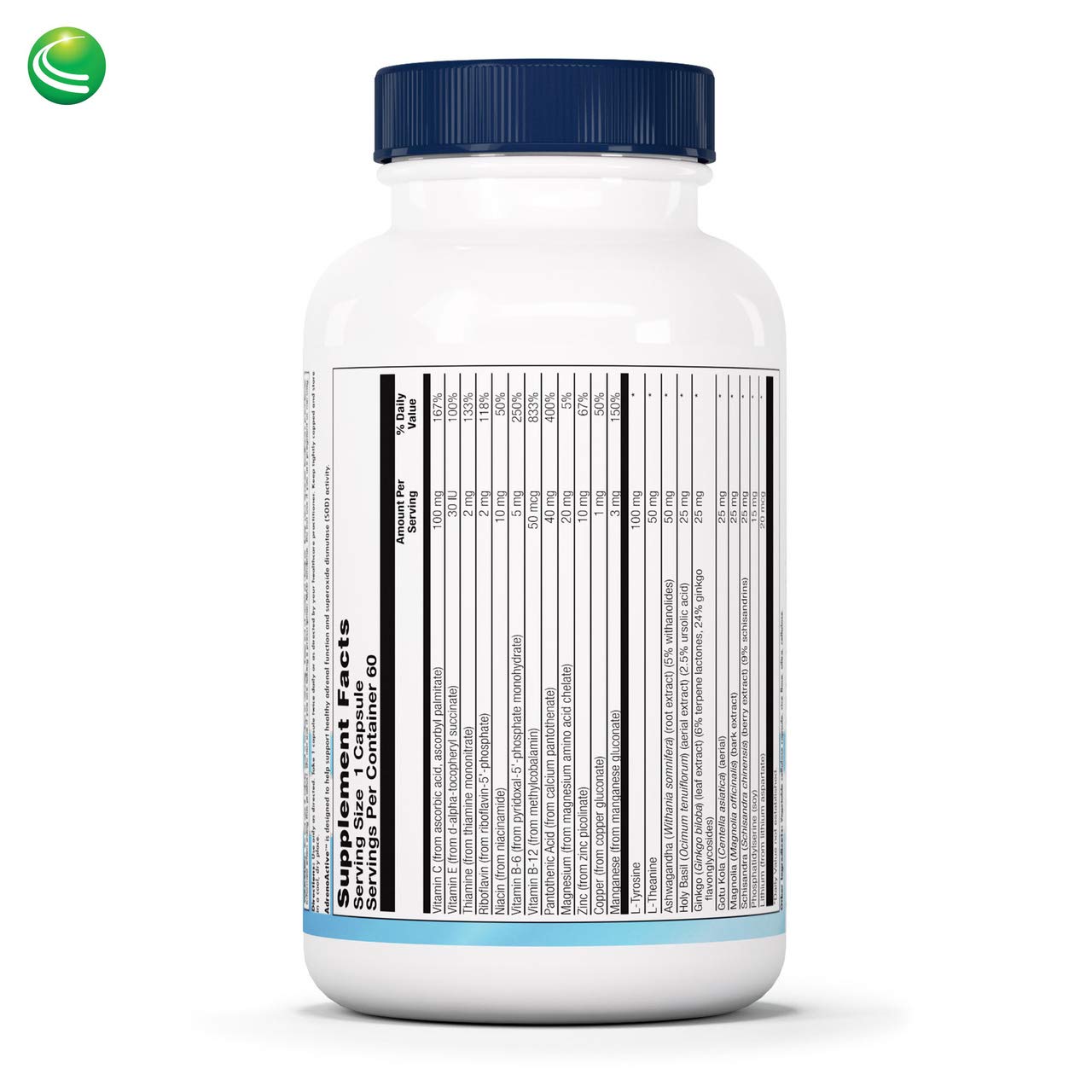 Nutra BioGenesis AdrenoActive - Supports Healthy Stress Response | Gluten Free - 60 Capsules