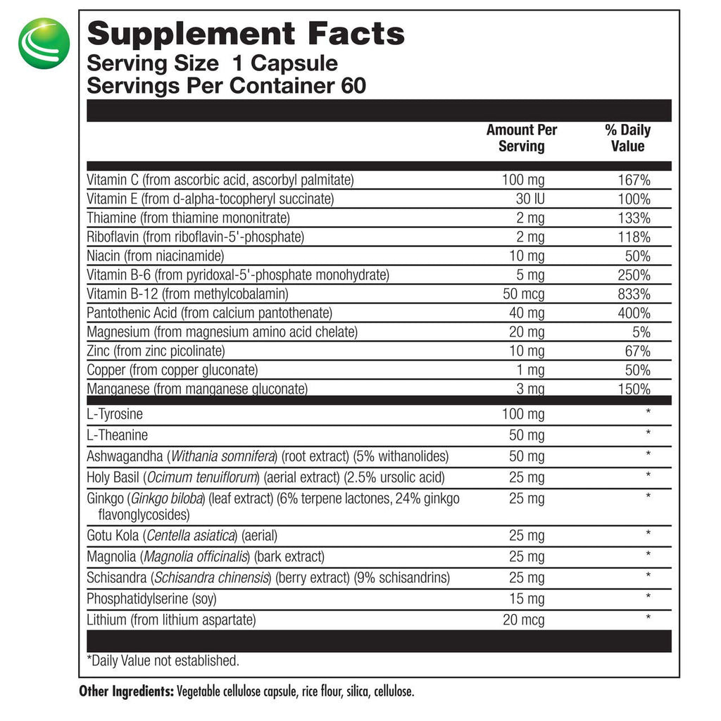 Nutra BioGenesis AdrenoActive - Supports Healthy Stress Response | Gluten Free - 60 Capsules