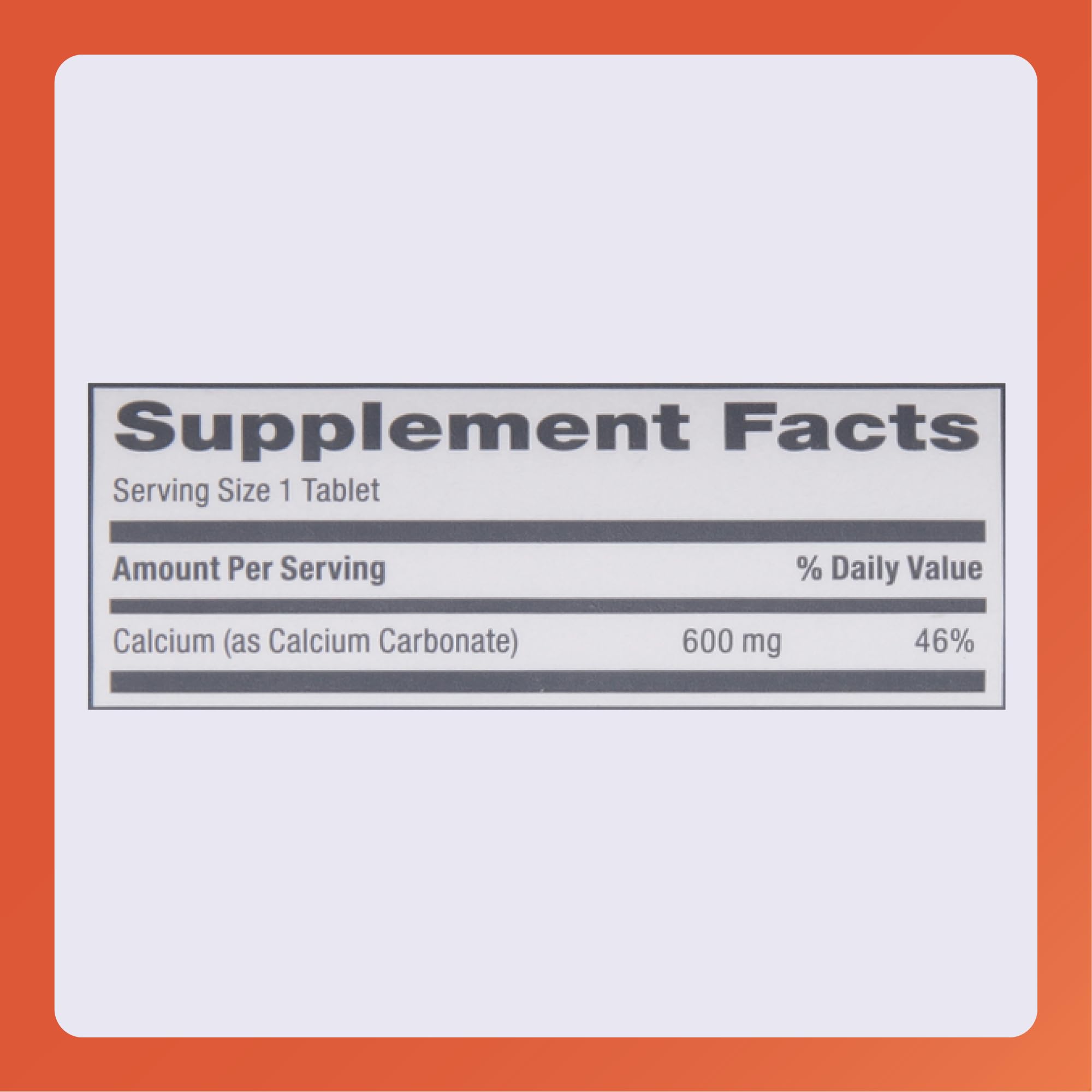 Rugby 600 mg Calcium Tablets - Calcium Supplement - 60 Count (1 Pack)