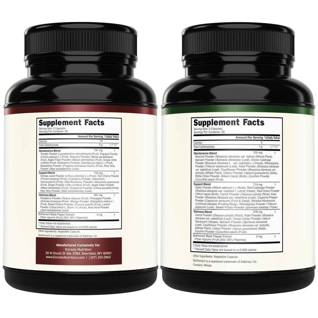 Fruit & Veggies Supplement (180 Capsules) – Non-GMO, Vegan, USA Made