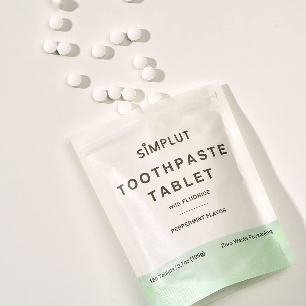 Chewable Fluoride Toothpaste Tablets - 150 Pack | Travel Size, Eco Friendly Vegan Dental Tabs, Peppermint
