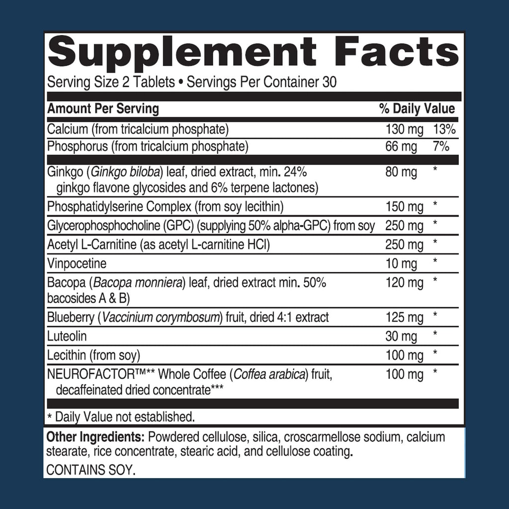 Advanced Memory Formula | Brain Booster Supplement by Advanced Bionutritionals | 60 Tablets