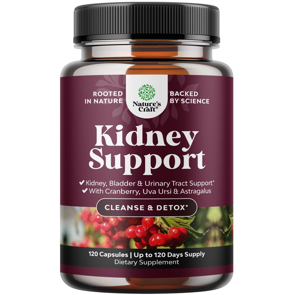 Advanced Kidney Support Supplement - Cranberry Uva Ursi Astragalus & Nettle for Kidney Health - Urinary Tract Support - 120 Caps
