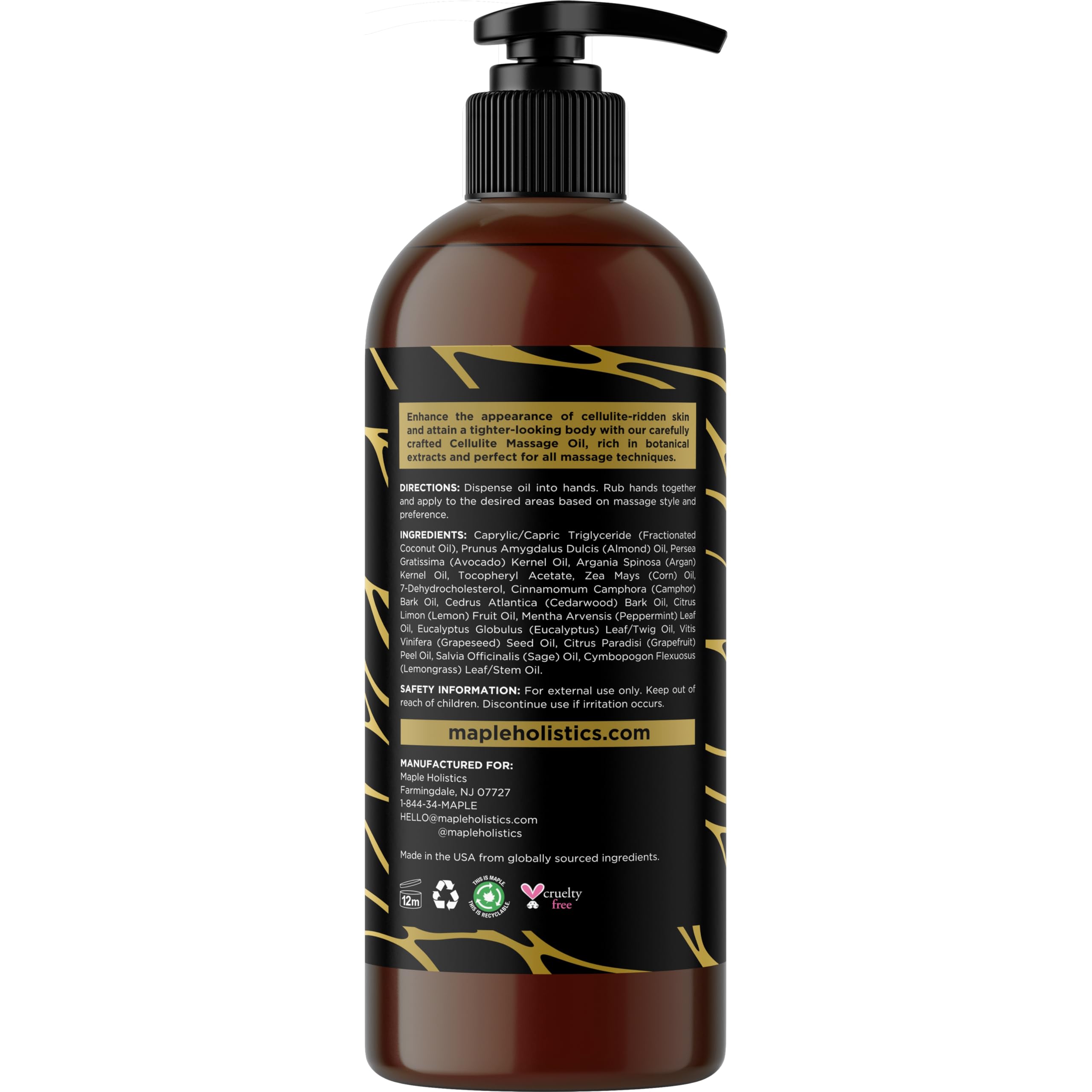 Advanced Anti-Cellulite Massage Oil – Skin Tightening & Firming for Thighs & Butt (Citrus Scent)