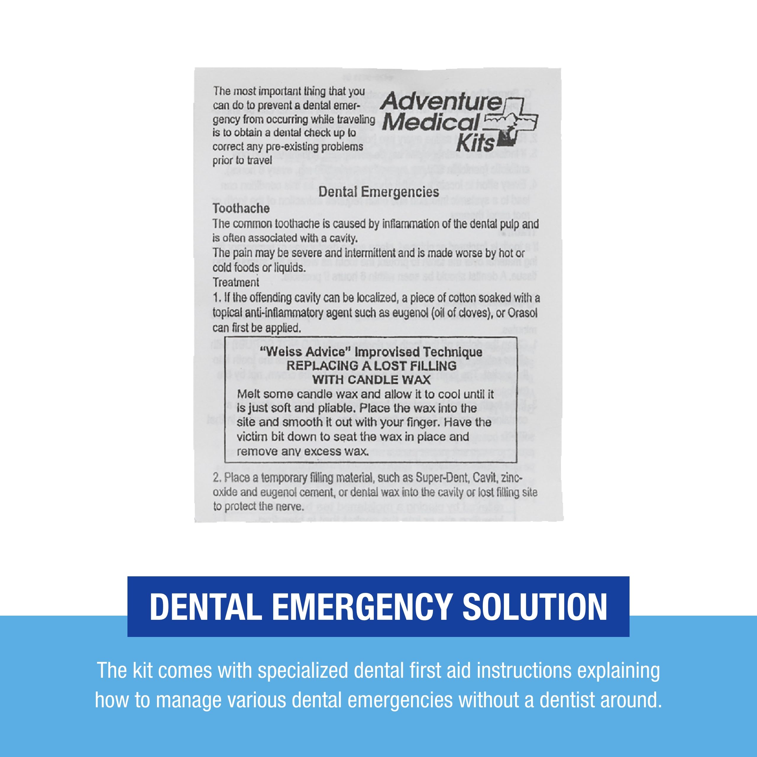 Adventure Medical Kits Dental Medic Kit - Travel Dental Emergency Kit with Orasol Gel & Temporary Cavity Filling