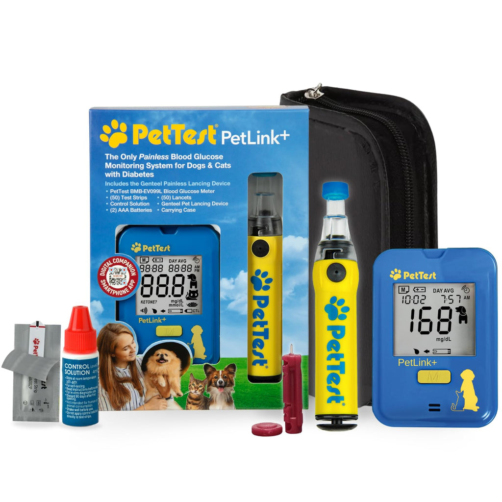 PetTest Painless Glucose Monitoring Kit for Dogs & Cats | Wireless PetLink+ Meter