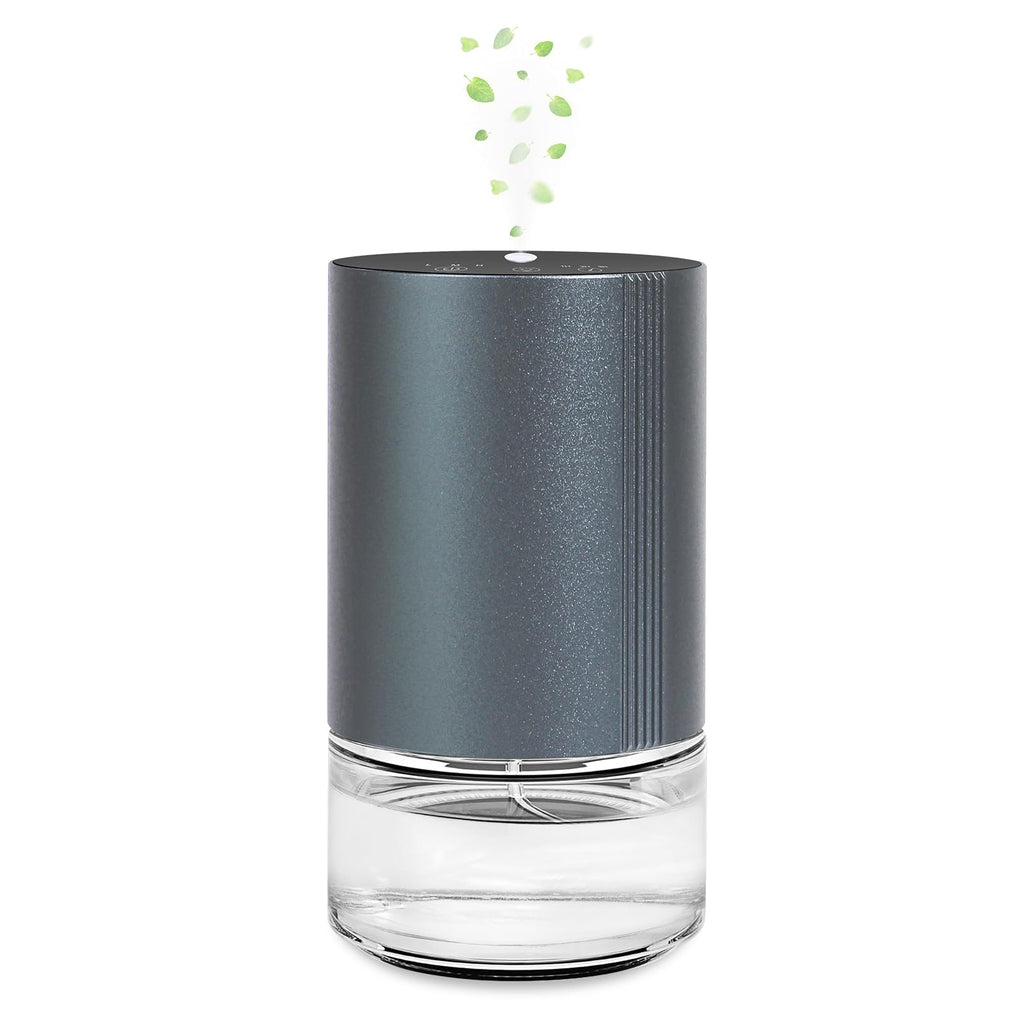 Aeeteek Essential Oil Diffuser | Waterless Nano Mist, 100ml, 7-Color Ambient Light, Rechargeable (Grey)