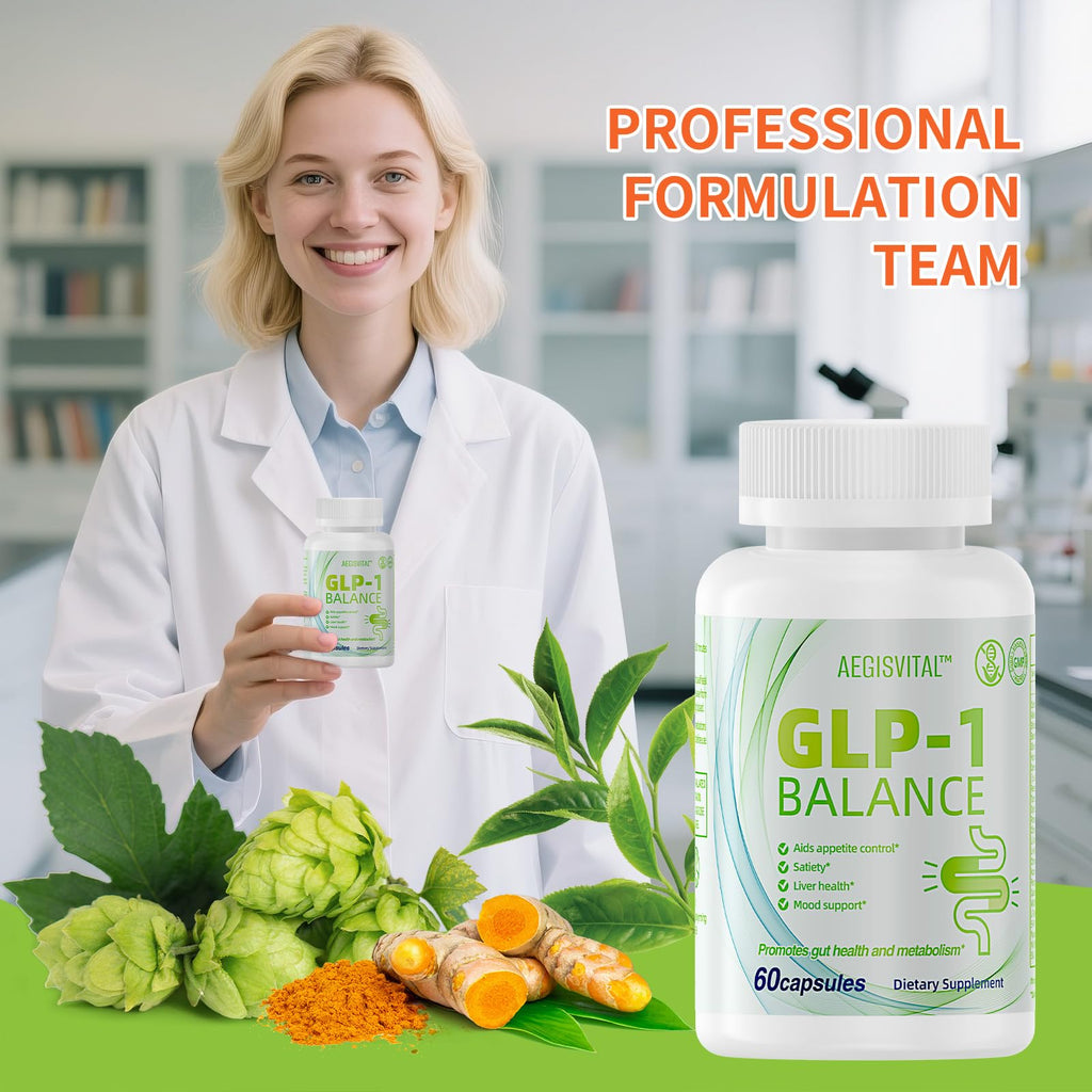 Aegisvital GLP-1 Supplements with Akkermansia Probiotic for Digestion, GLP Activate - GLP1 for Immune, GLP 1 Supplement for Women & Men, Gut Health, Energy & Metabolism Improvement, 60 Capsules