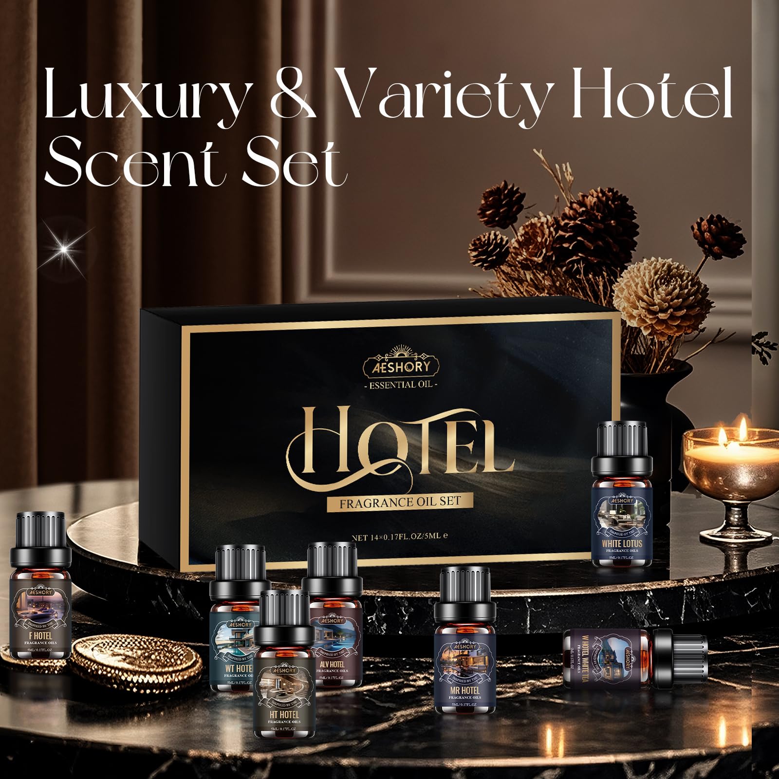 Hotel Diffuser Oils Set – 14Pcs Luxury Fragrance Oils for Diffusers, Soaps & Candles
