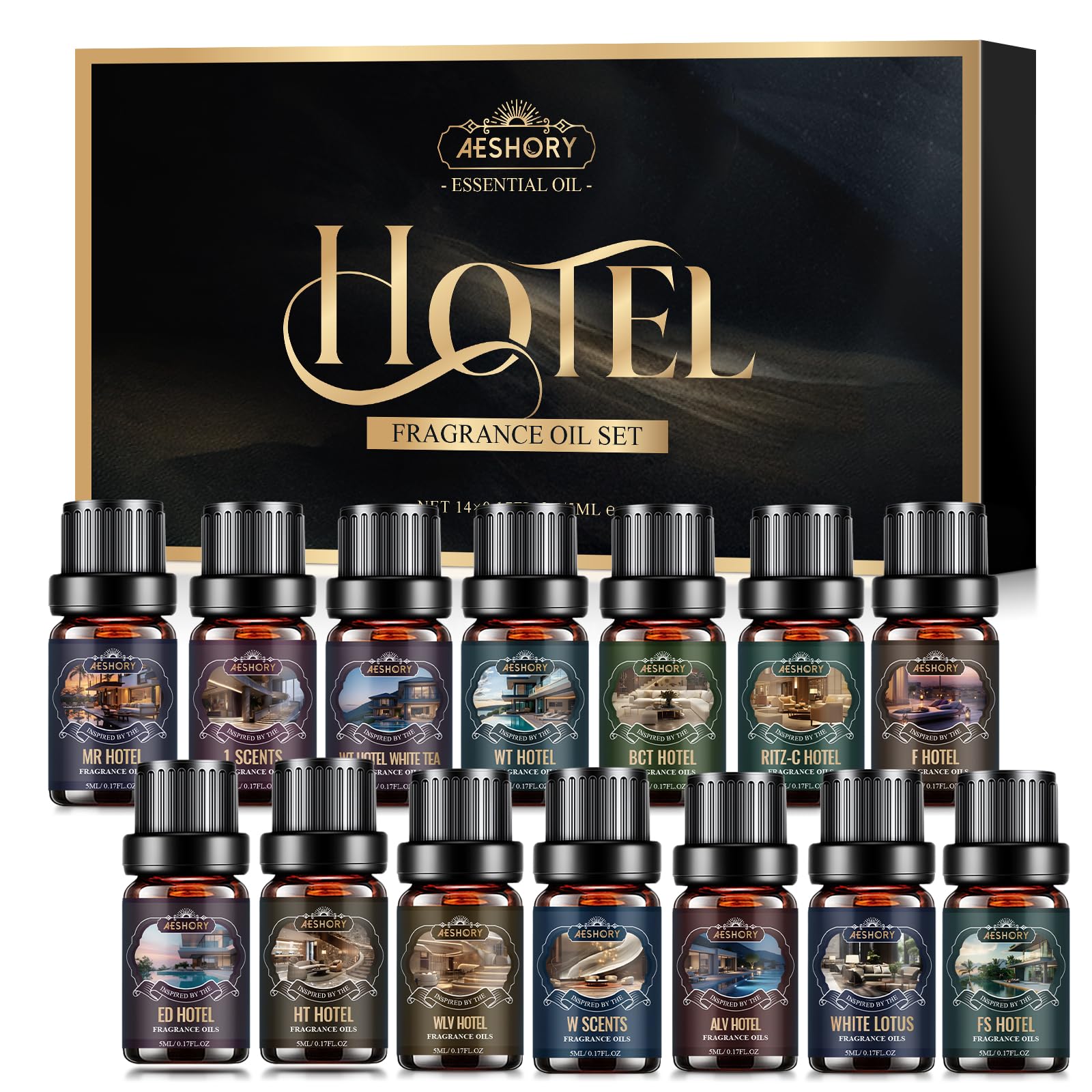 Hotel Diffuser Oils Set – 14Pcs Luxury Fragrance Oils for Diffusers, Soaps & Candles