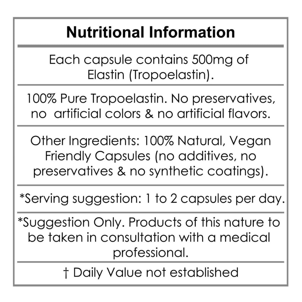 Aeternum Elastin 500mg Capsules – 180 Count | Marine Elastin for Skin Elasticity