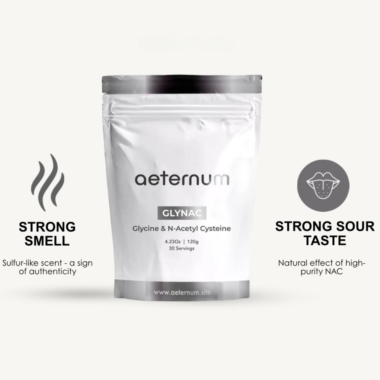Aeternum GlyNAC Powder 120g - Supports Cellular & Mitochondrial Health