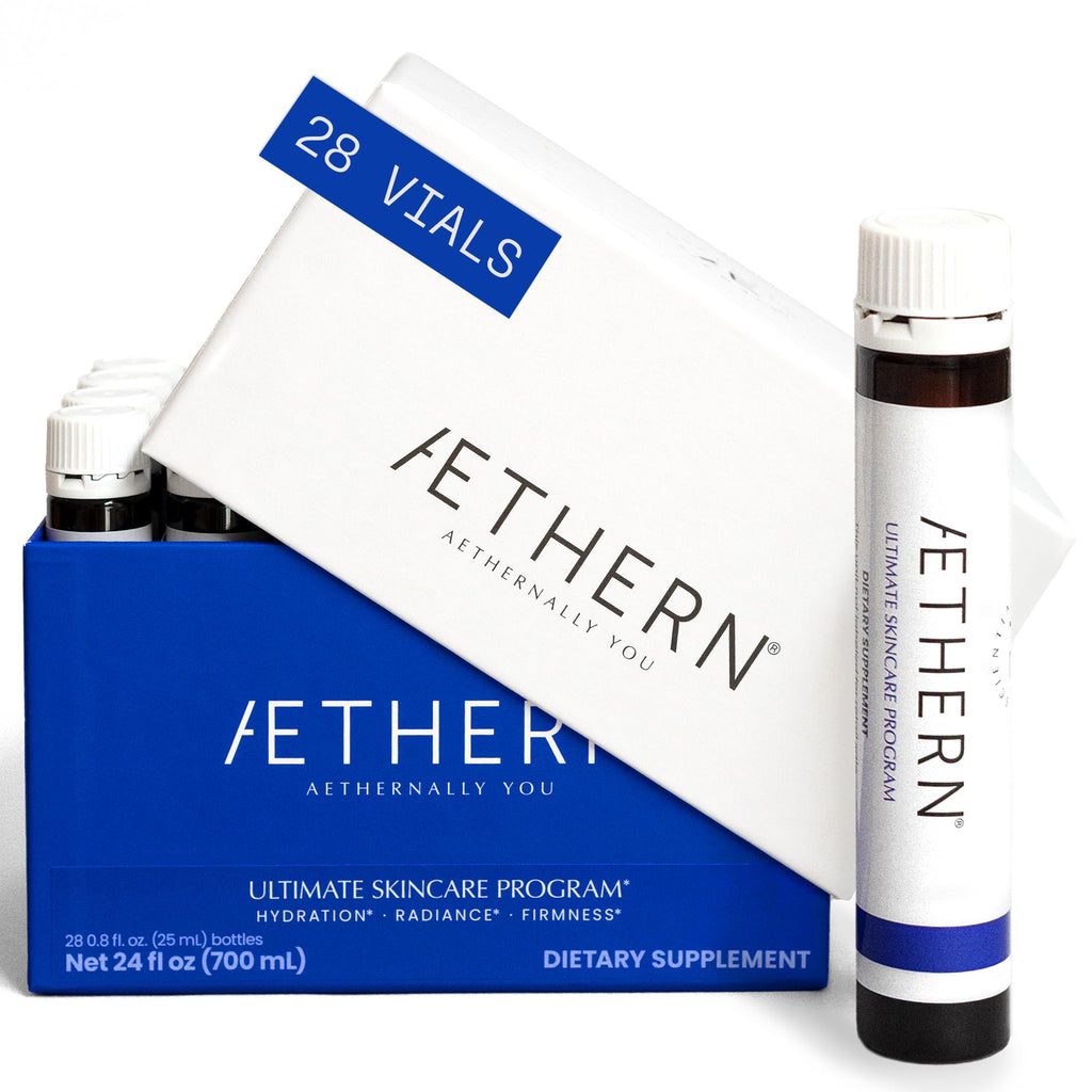 AETHERN Liquid Skin Care Supplement with Collagen + Hyaluronic Acid | Ready-to-Drink, UV Protection, 28 Servings