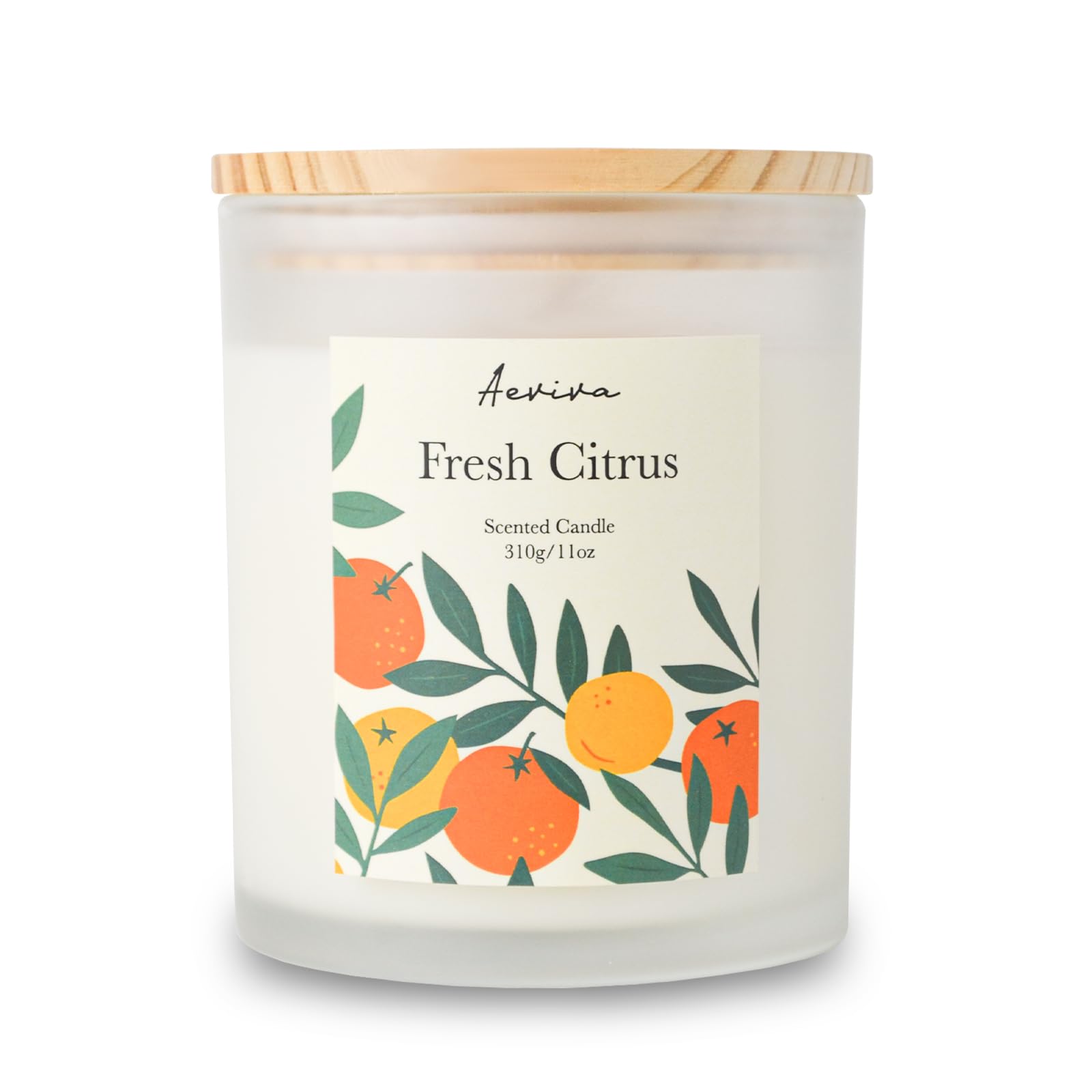 Aeviva Fresh Citrus Scented Candle – 11oz Soy Wax, 60h Burn