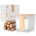 Aeviva Oud Sandalwood Scented Candle – 7.04 oz Soy Wax, Wooden Wick, 45h Burn Time