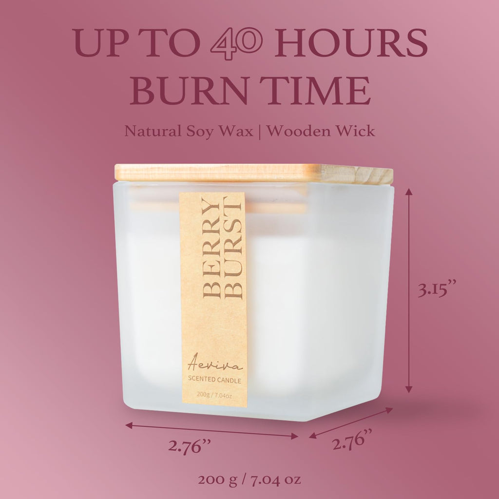Aeviva Berry Burst Aromatherapy Candle – 7.04 oz Natural Soy Wax, Wooden Wick, 45 Hours Burn Time