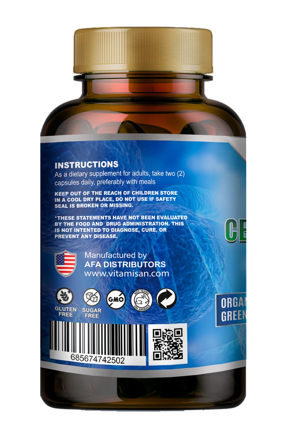 AFA Stem Natural Celulas Madre – 120 Capsules (1000 mg) Blue-Green Algae, Non-GMO, Gluten Free
