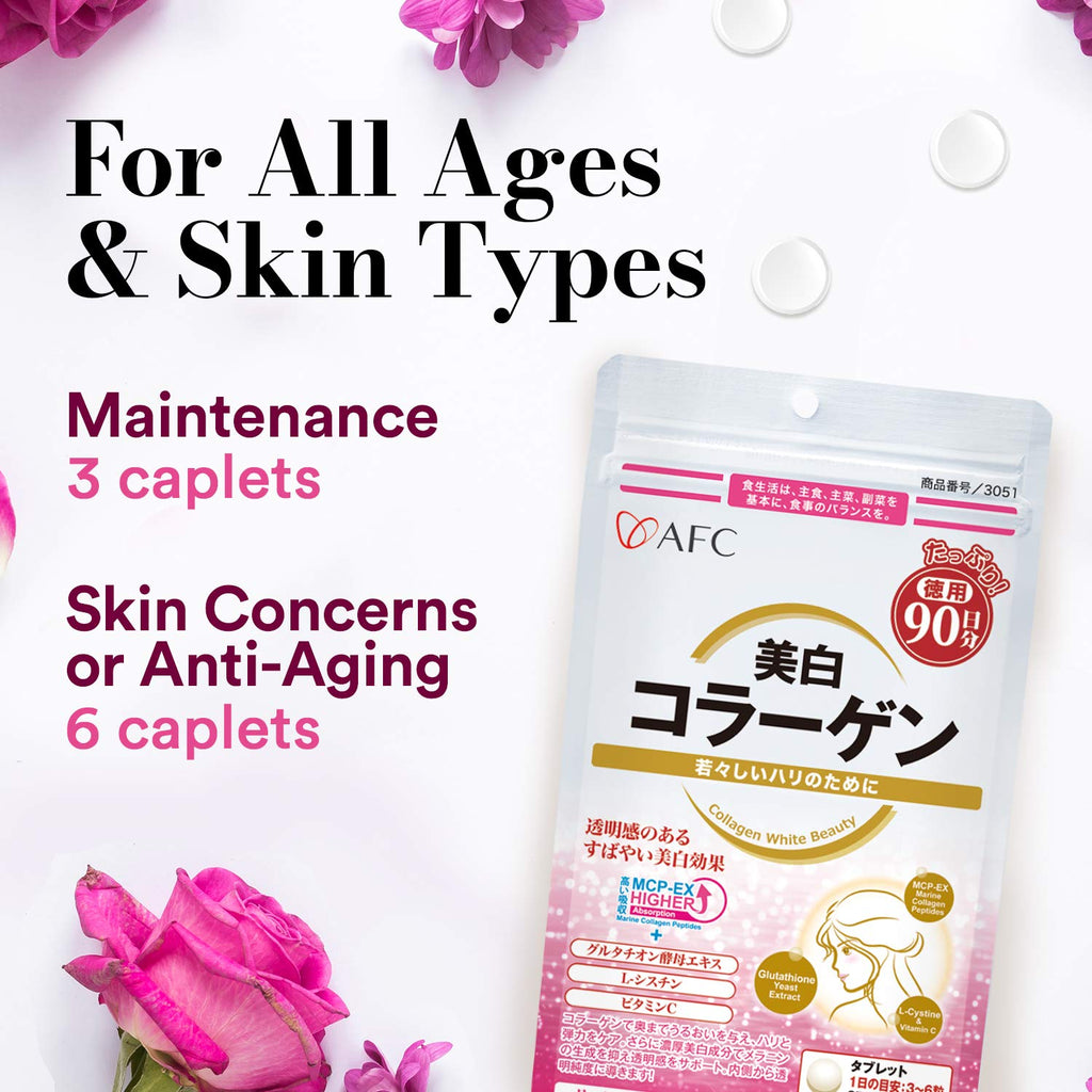 AFC Japan Collagen White Beauty – Marine Collagen, Glutathione & L-Cystine (90 Days Supply)