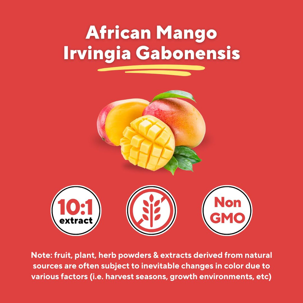African Mango Capsules for Immune Support, Metabolism & Wellness - Pure 10:1 Irvingia Gabonensis Extract, 180 Veggie Capsules (Non-GMO, Gluten-Free, Vegan)