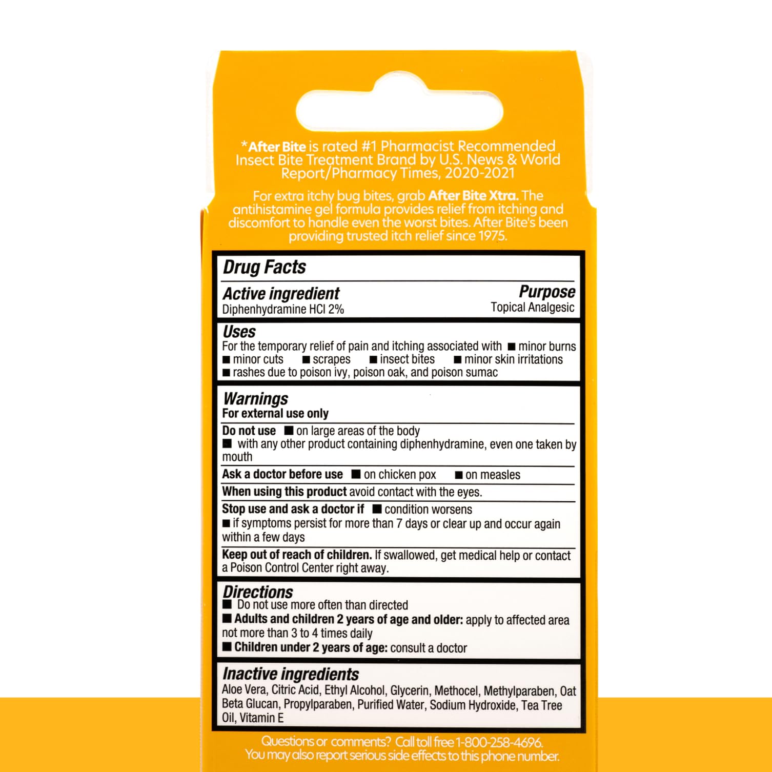 After Bite Xtra Formula Gel - Itch Relief with Diphenhydramine HCl | 0.7 oz Travel Pack (4 Pack) - Mosquito, Bee & Fire Ant Bites
