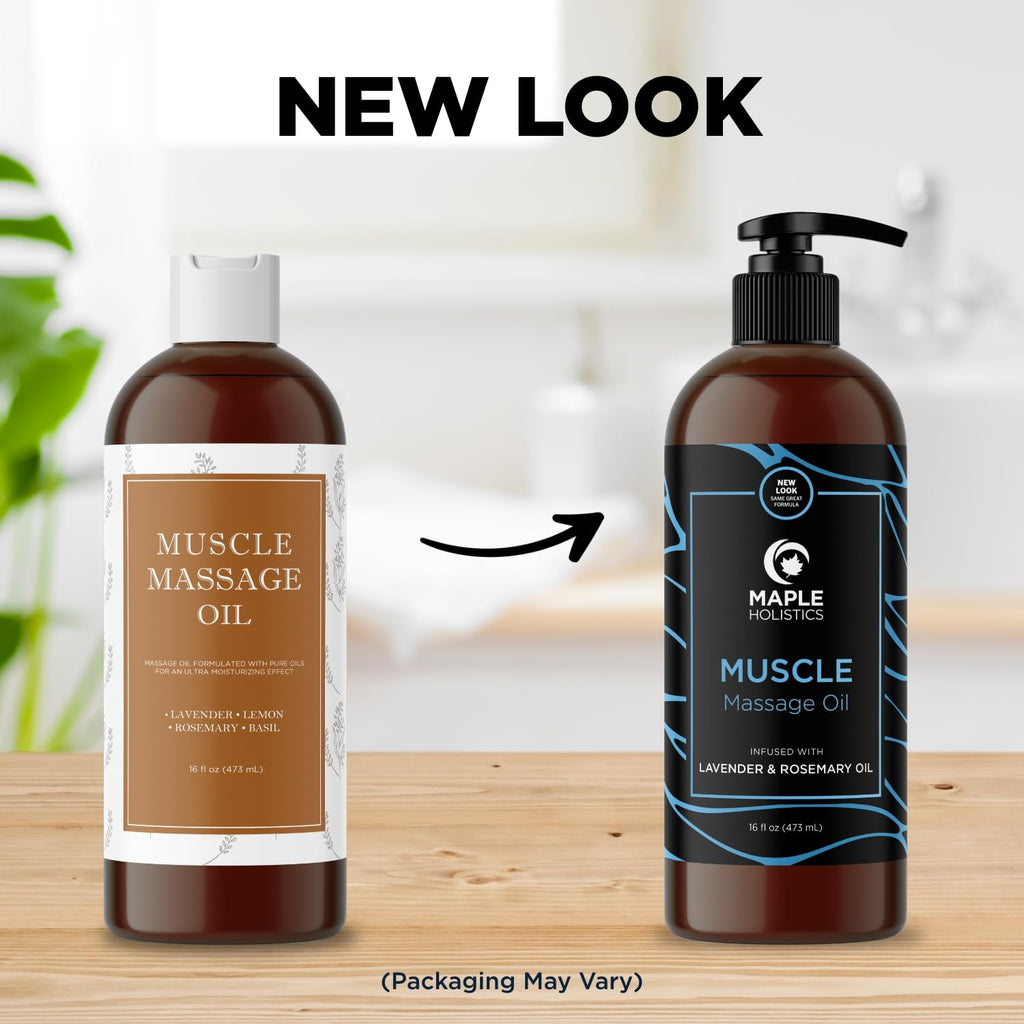 Sore Muscle Massage Oil for Body – Lavender & Rosemary, 16oz | Pro or Home Use