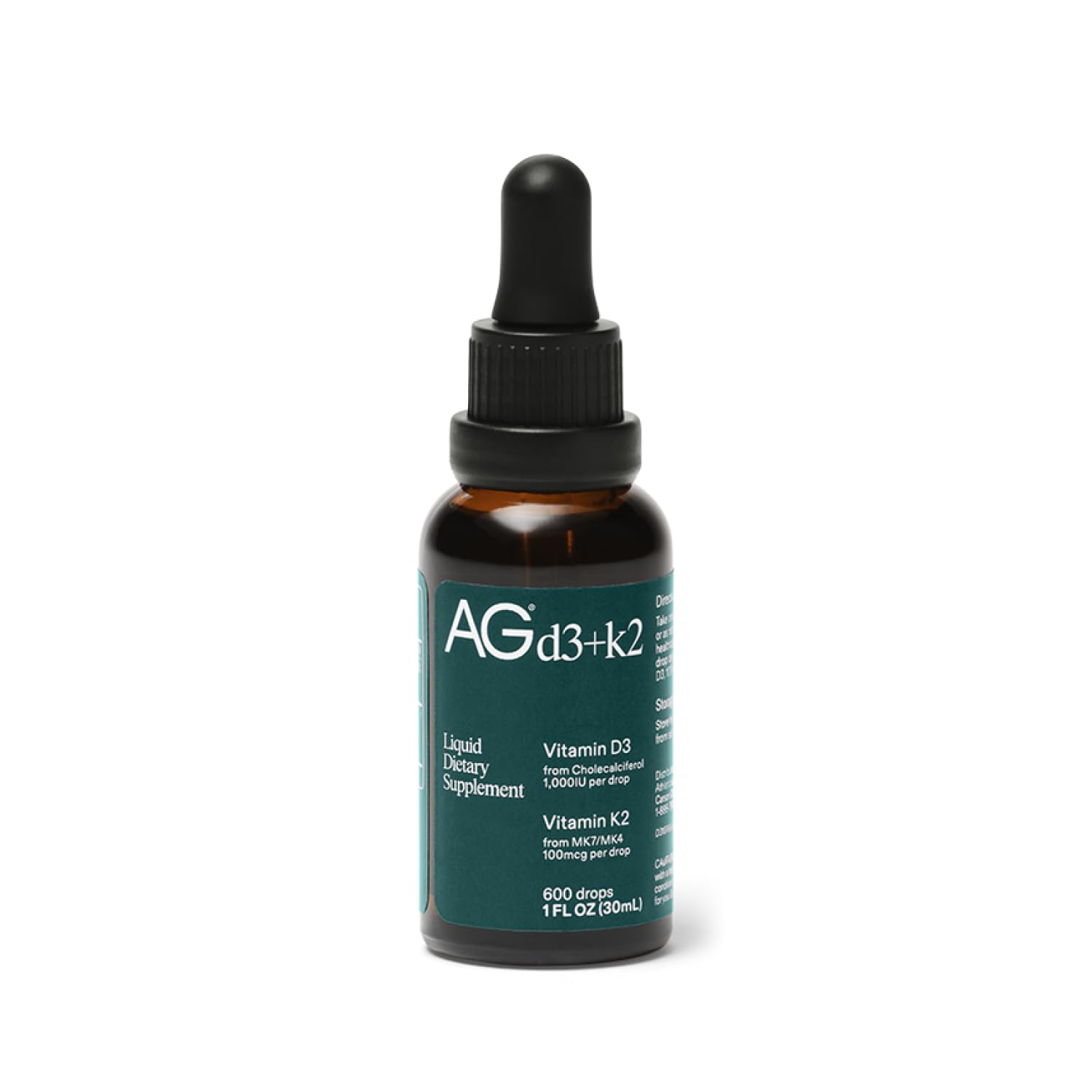 AG1 Vitamin D3 K2 Drops – 1000IU D3, 100mcg K2 per Serving | Supports Bone Density