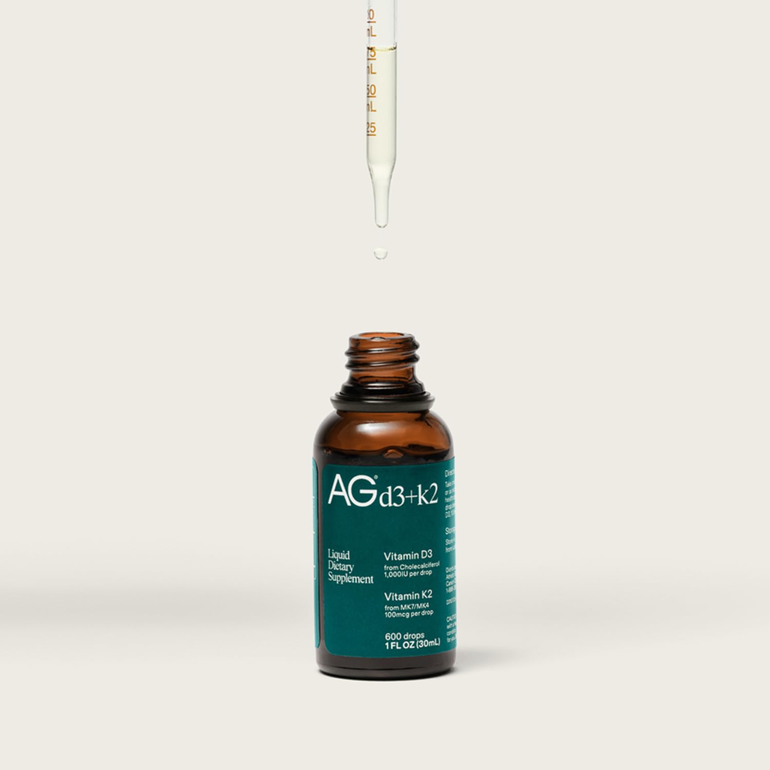 AG1 Vitamin D3 K2 Drops – 1000IU D3, 100mcg K2 per Serving | Supports Bone Density