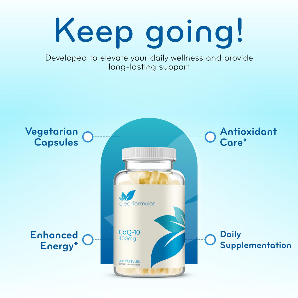 Quick Absorption CoQ10 400mg Capsules – Ubiquinone 400mg for Heart Health & Aging Support | Made in a cGMP US Lab