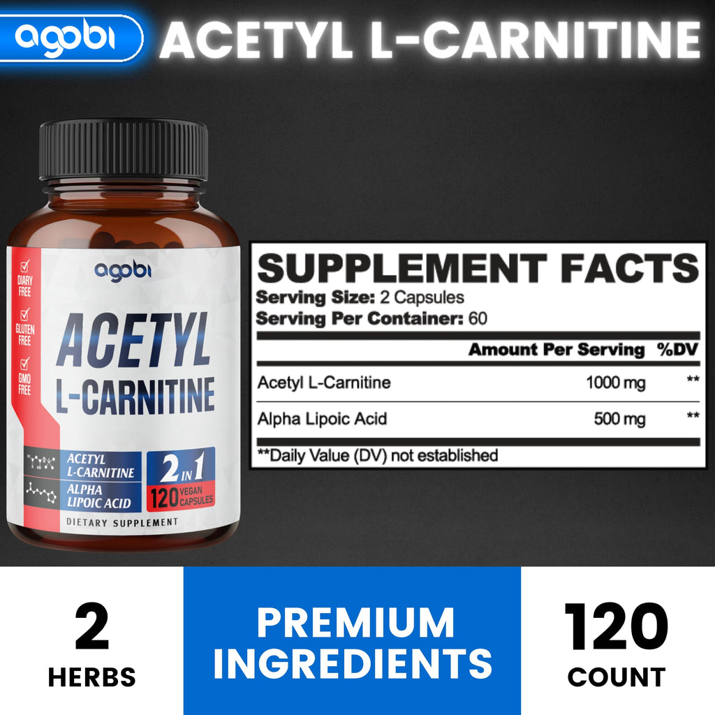 agobi Acetyl L-Carnitine & Alpha Lipoic Acid Complex 1500mg | Brain Health, Focus & Mood