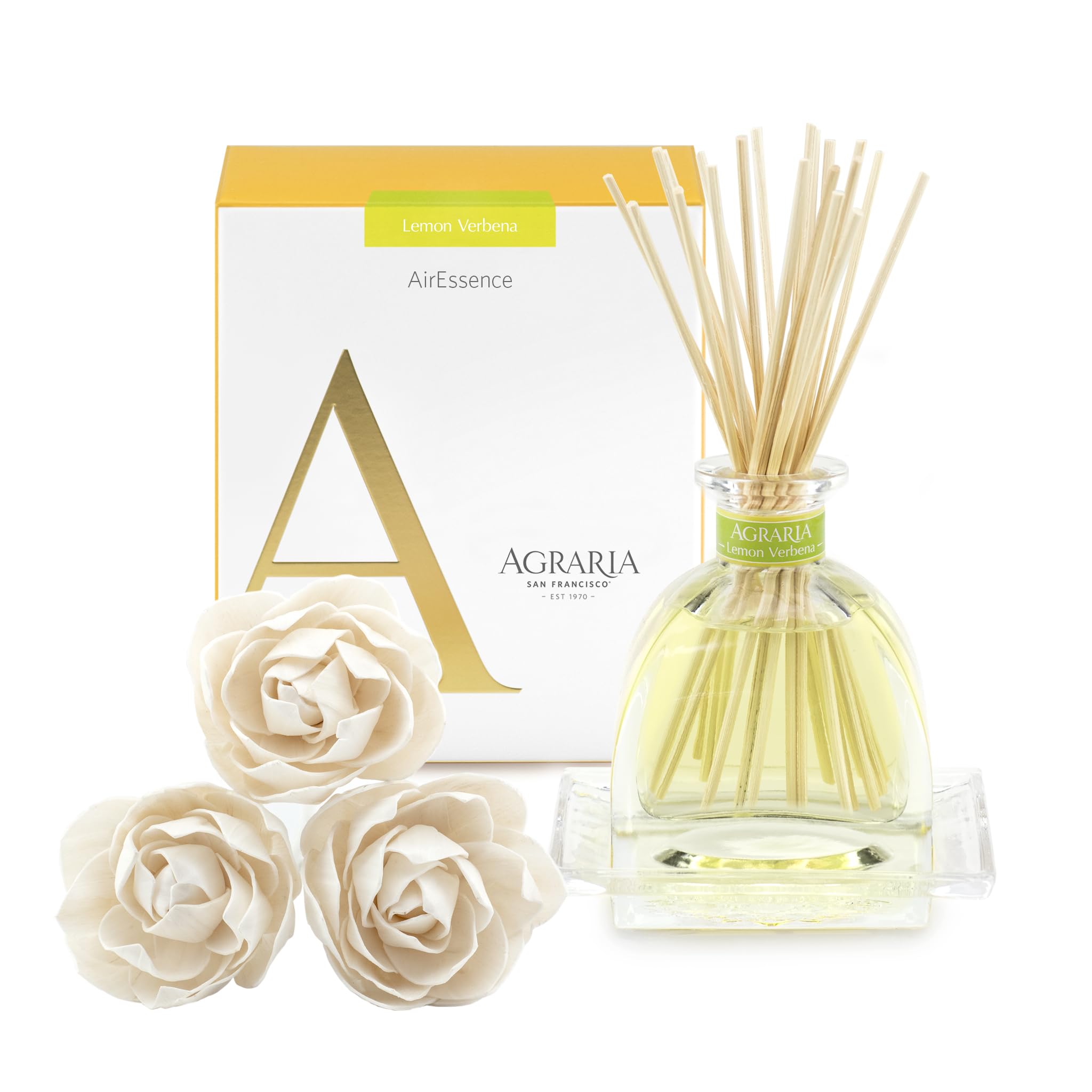 AGRARIA AirEssence Flower & Reed Diffuser Set – Handmade Sola Flower Luxury Home Fragrance