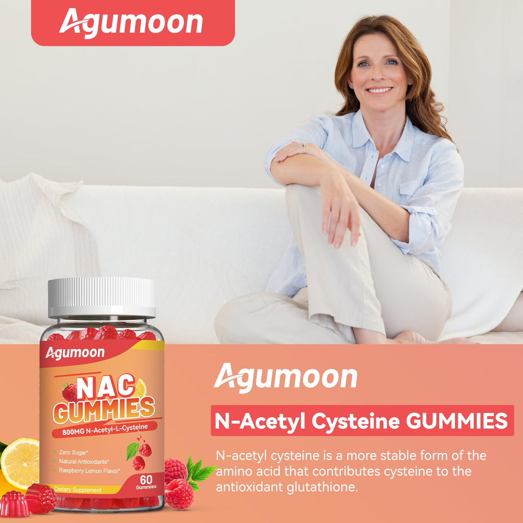 Agumoon NAC Gummies 800mg – Immune Support, Sugar-Free, 120 Vegan Gummies