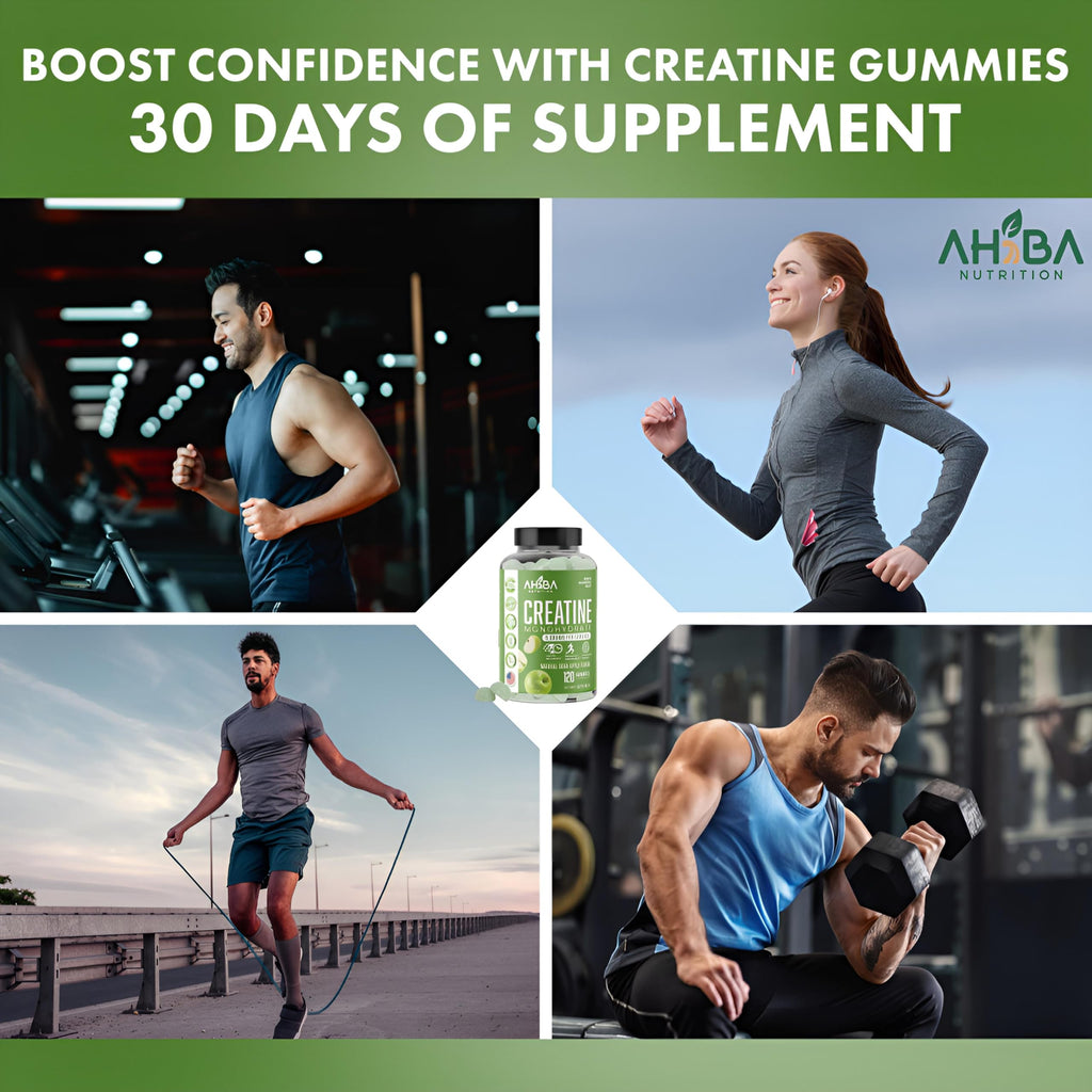 Ahiba Creatine Monohydrate Gummies – 5g Serving, Vegan, Sugar-Free, Made in USA
