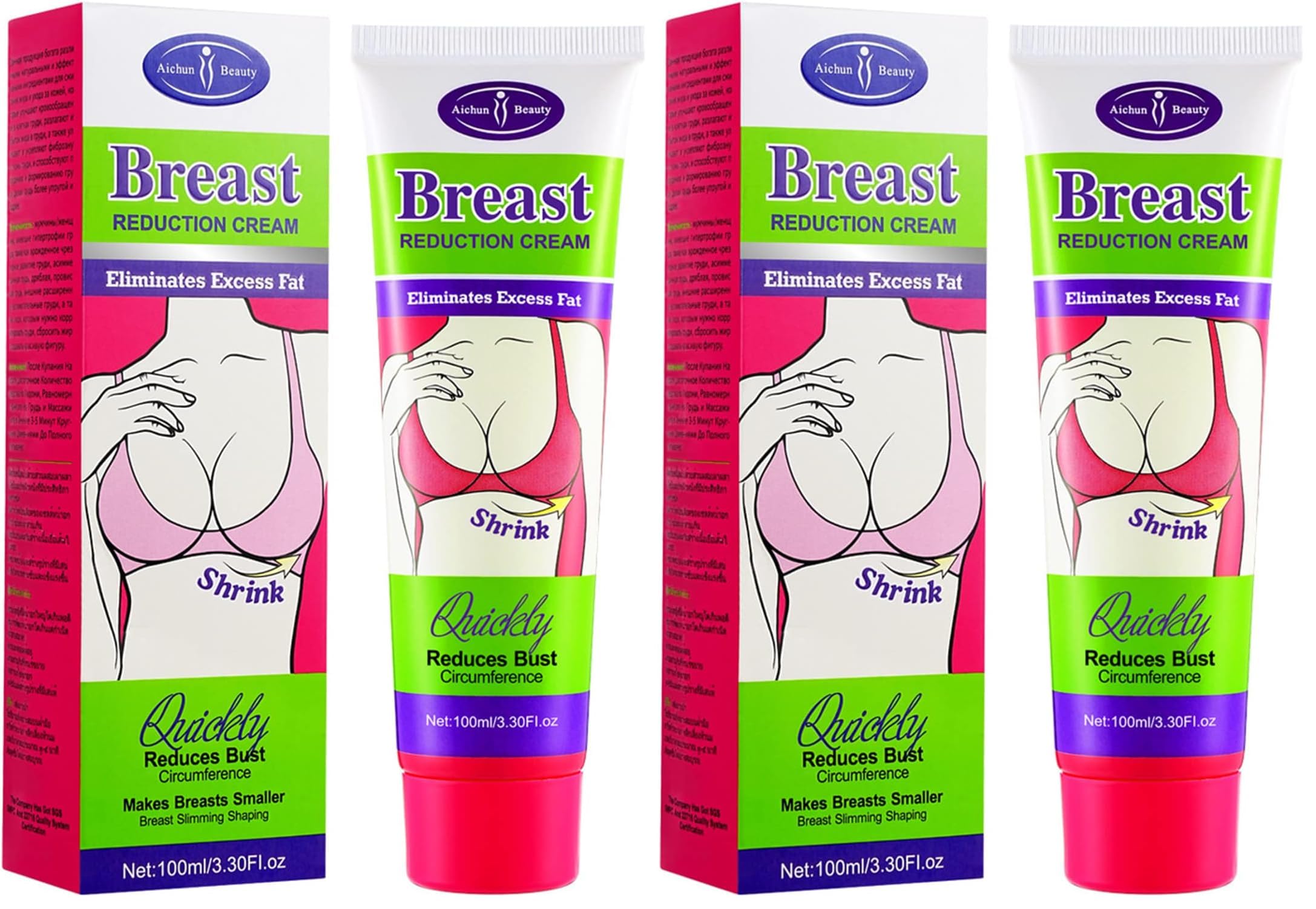 AICHUN BEAUTY Breast Reduction Cream – Slimming & Shaping, 100ml (Pack of 2)