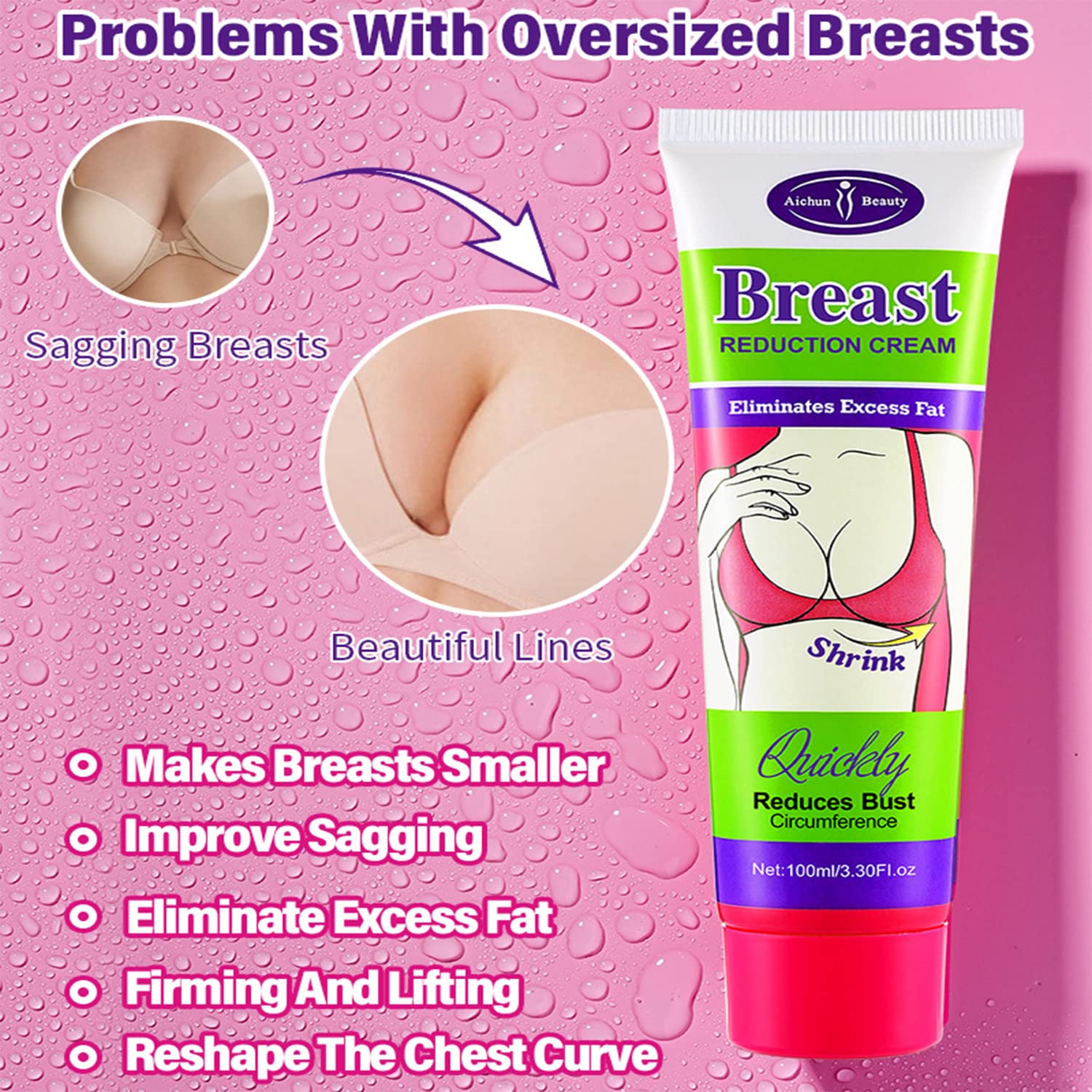 AICHUN BEAUTY Breast Reduction Cream – Slimming & Shaping, 100ml (Pack of 2)