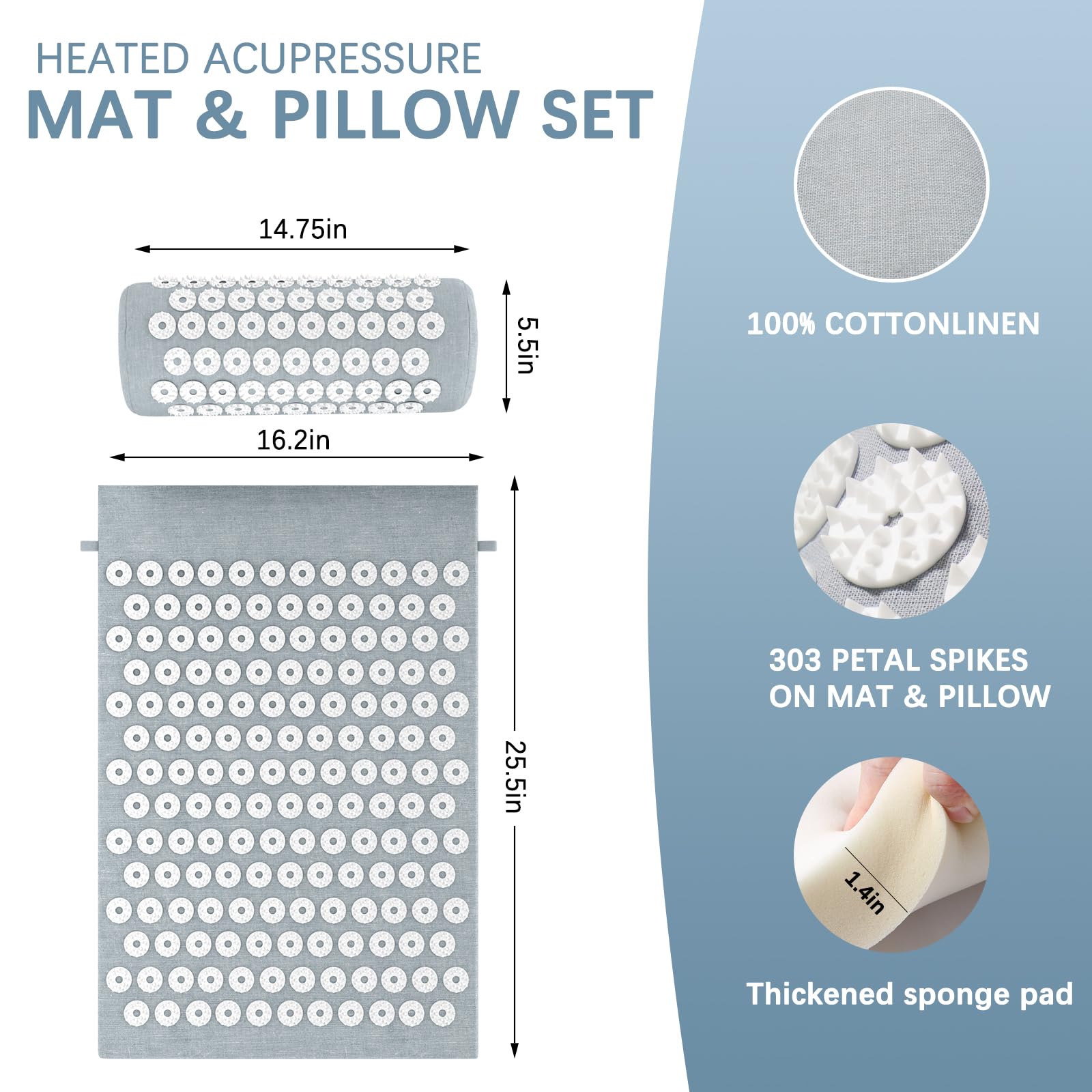 AICNLY Acupuncture Heating Mat – Acupressure & Heat Therapy for Back Pain Relief