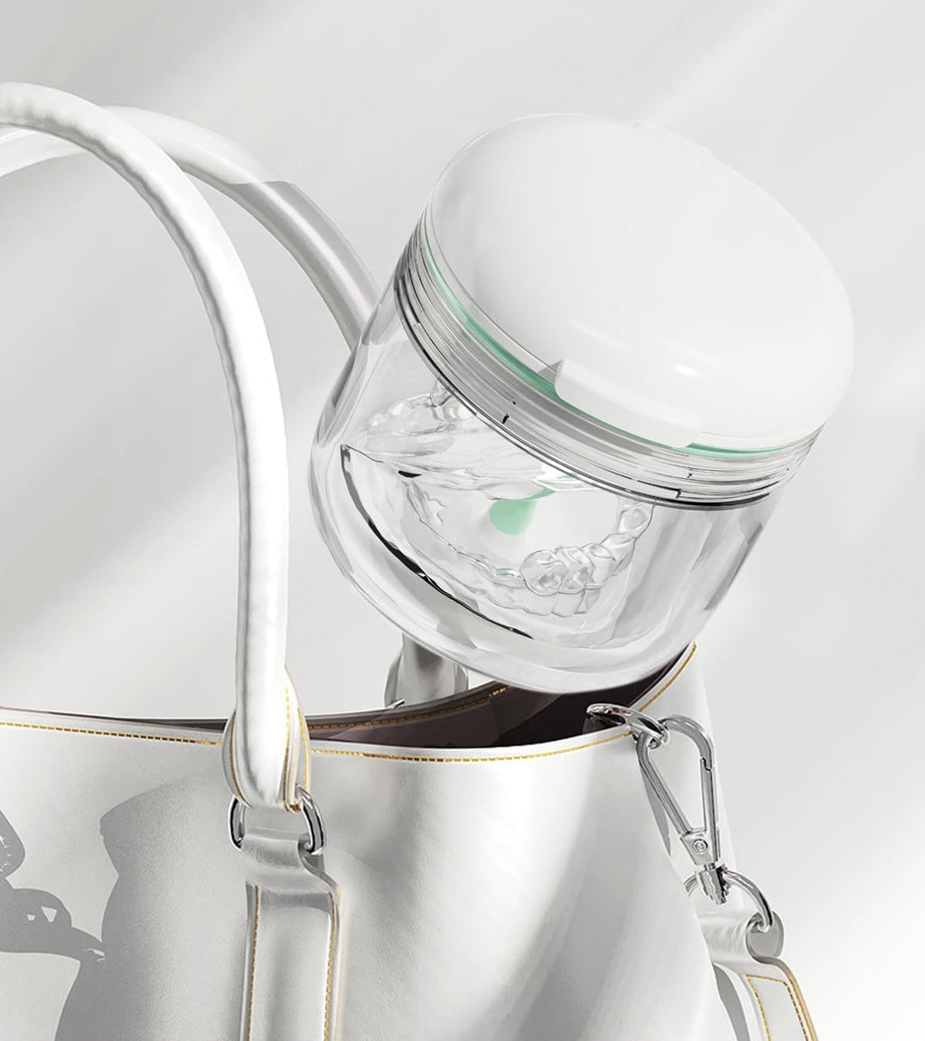 Aidarmoll Denture Bath Cup – Retainer Case & Night Guard Holder with Drain Tray