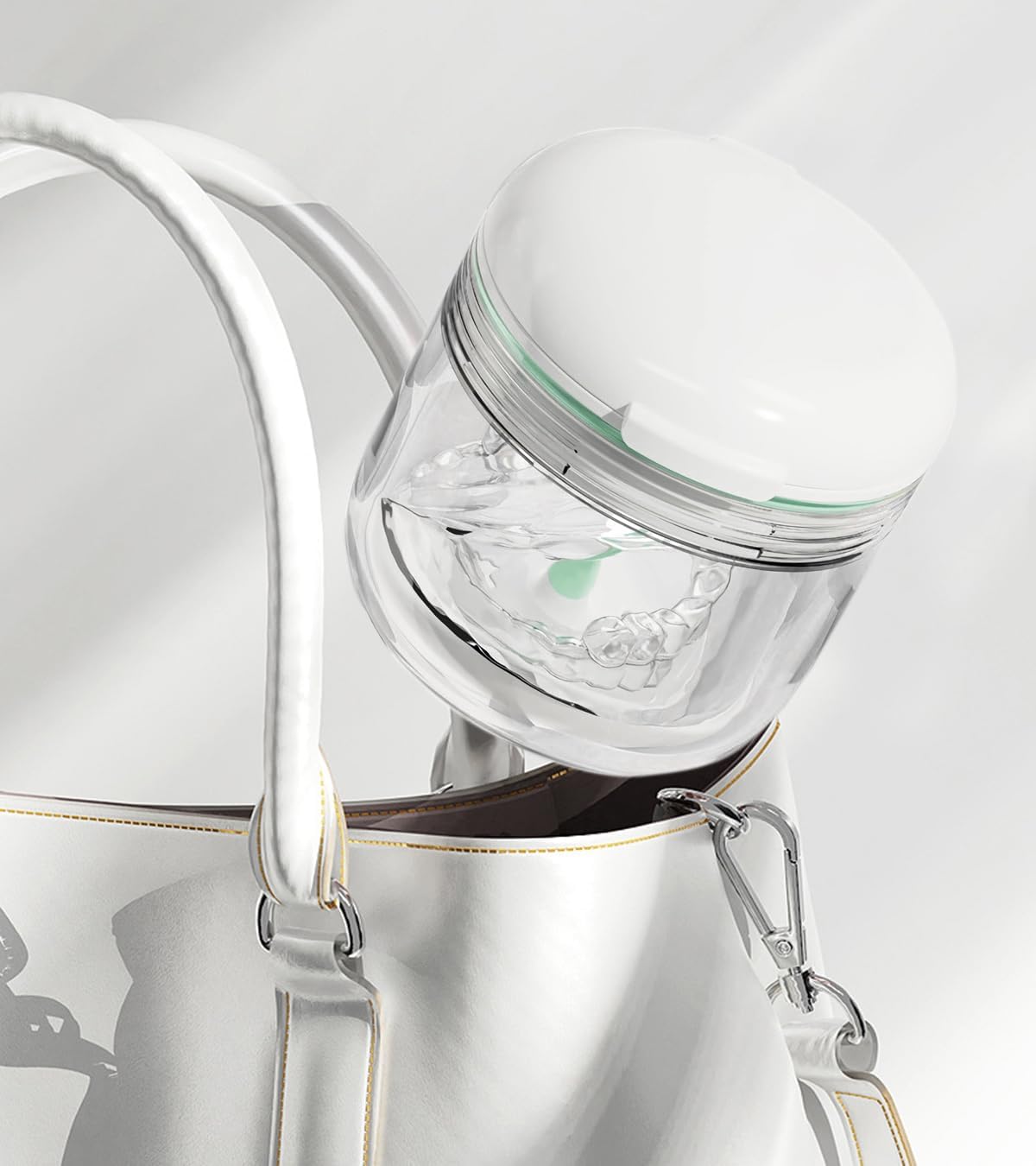 Aidarmoll Denture Bath Cup – Retainer Case & Night Guard Holder with Drain Tray