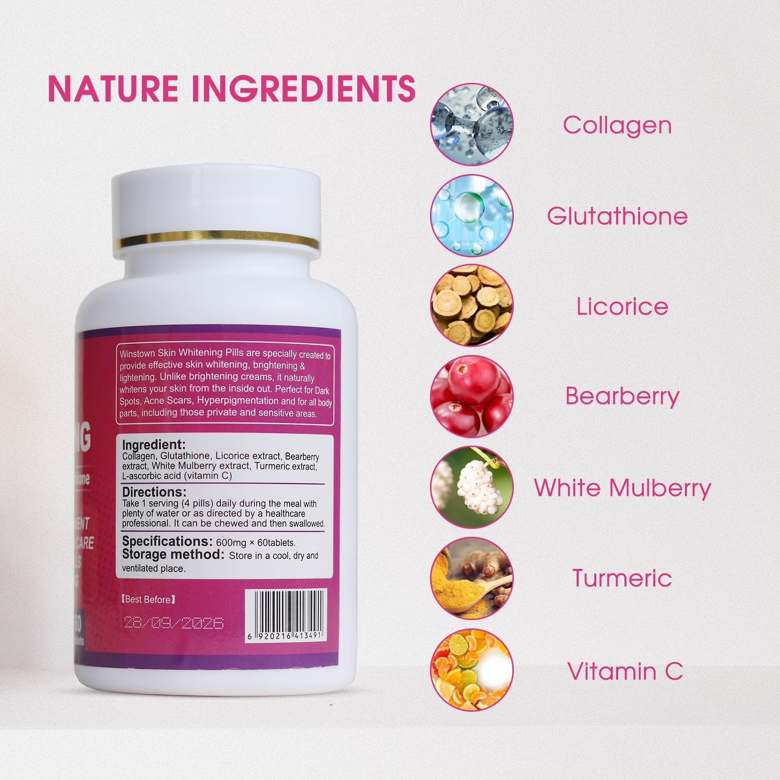 AIHIYO Skin Whitening Pill | 8000mg Glutathione, Dark Spots & Melasma, 60 Tablets