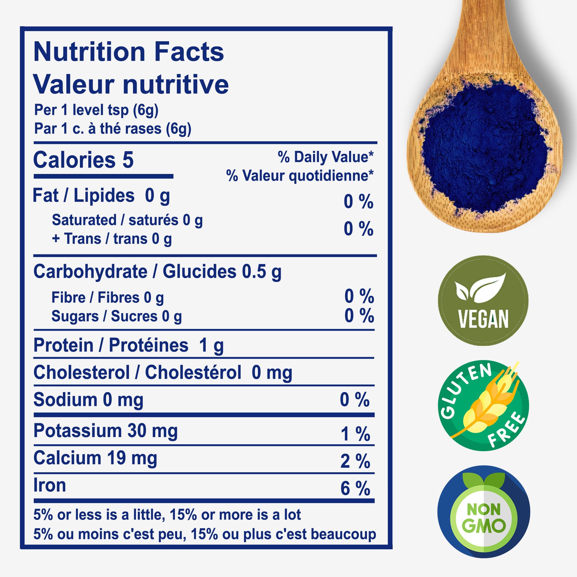 Aimgrow Blue Spirulina, Antioxidant Rich Blue Spirulina Powder, Non-GMO and Gluten-Free, 50 Grams