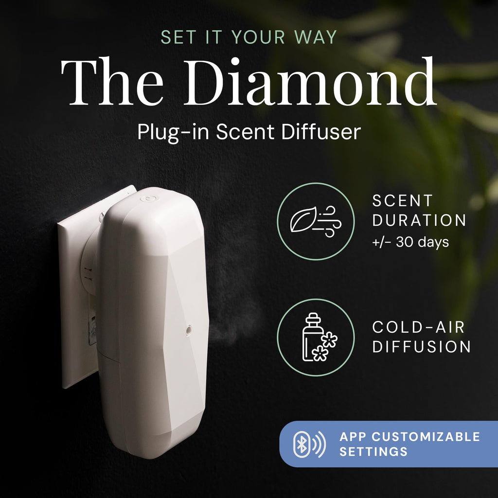 Air Esscentials Diamond Gift Set - Bluetooth Diffuser with 2 Signature Scents (White)