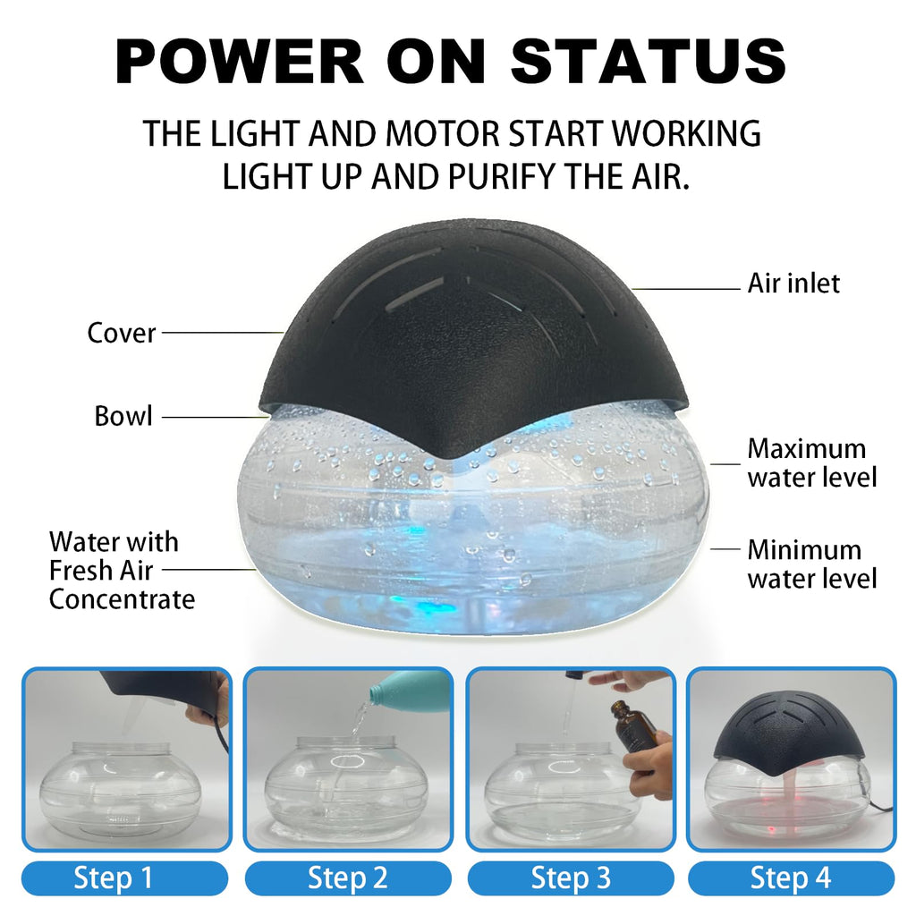 Black Air Freshener Diffuser - LED Night Light & Essential Oil Aroma Diffuser for Home, Bedroom, Office & Warehouse