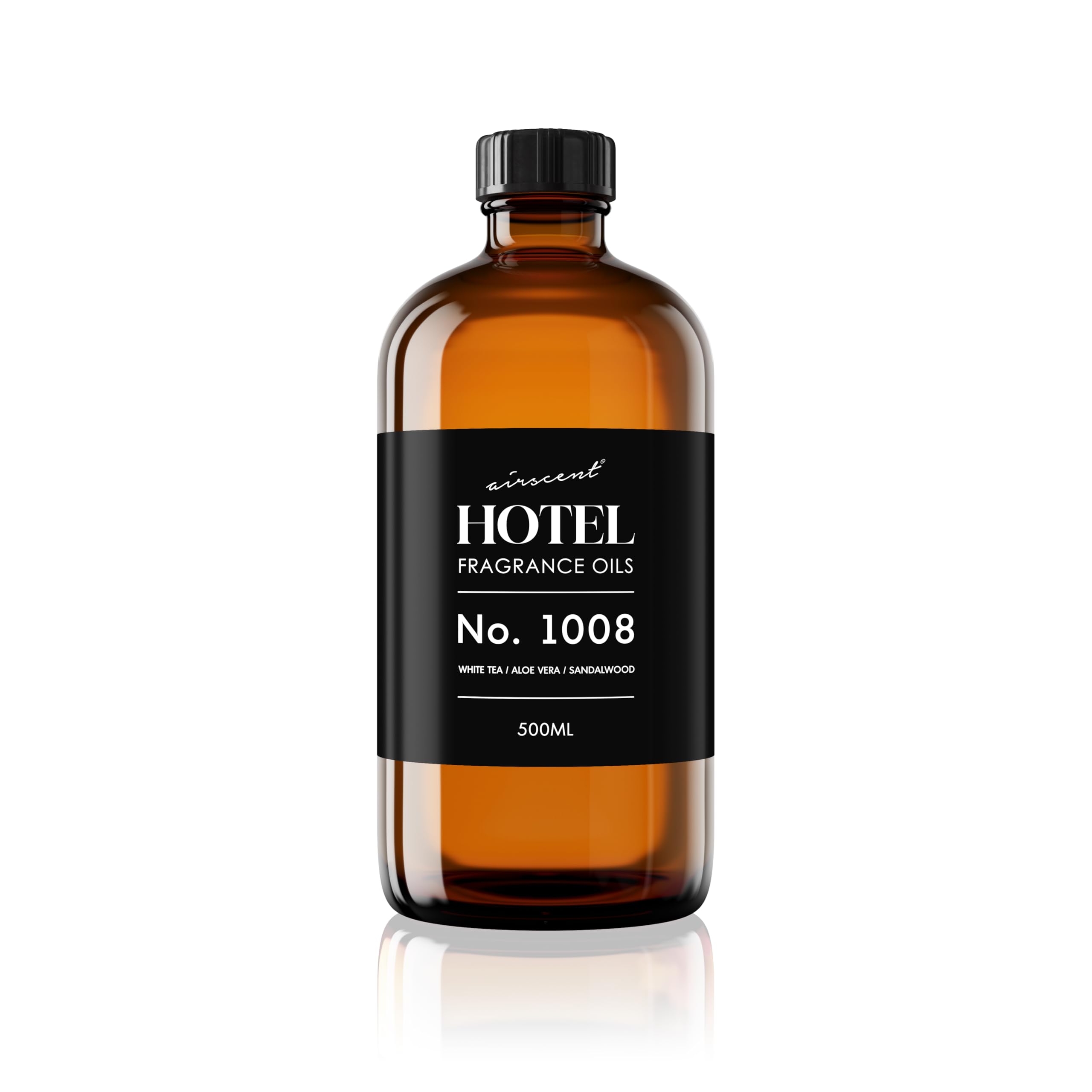 AirScent Hotel Diffuser Oil No. 1008 - White Tea, Aloe Vera & Sandalwood - 500 mL Glass Bottle