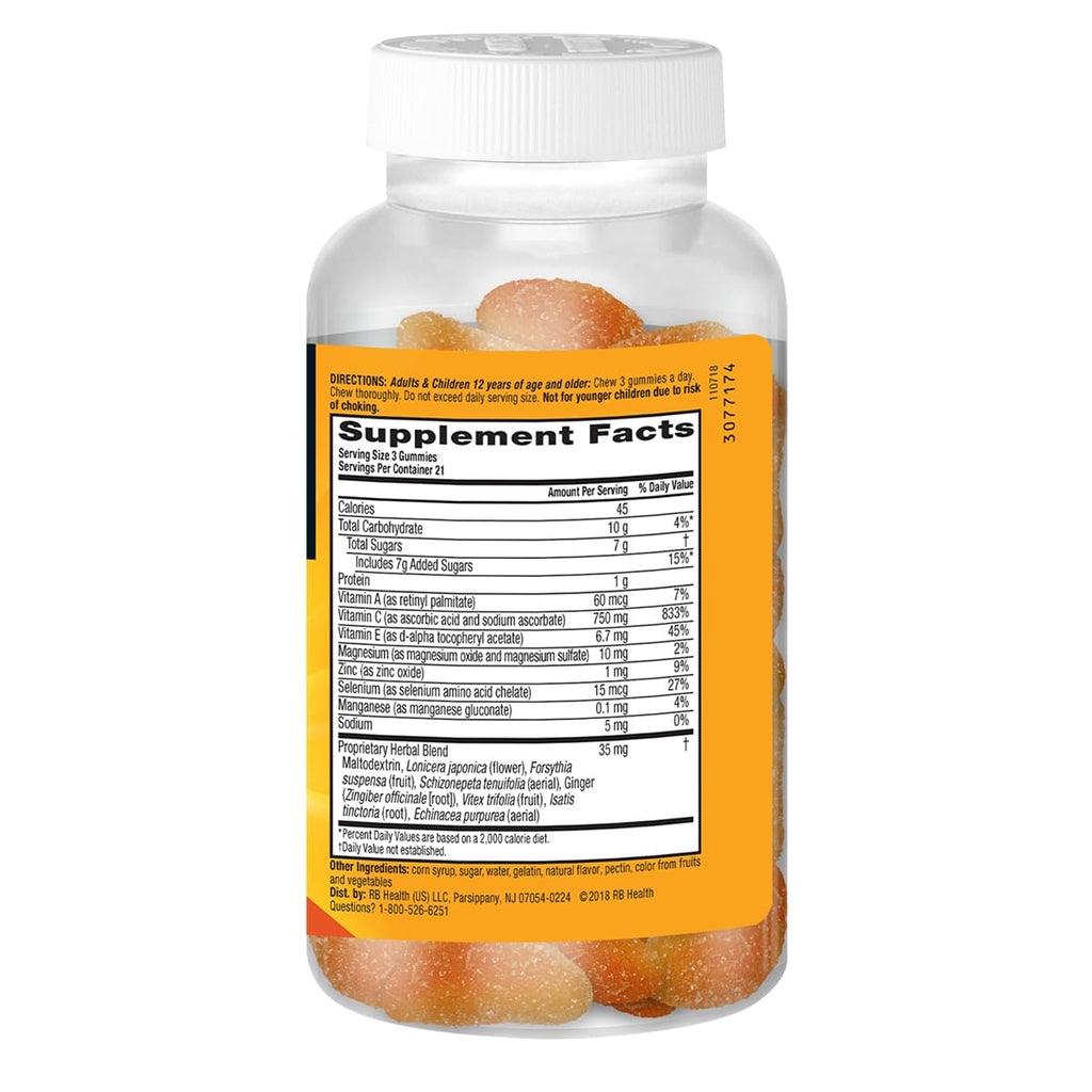 Airborne 750mg Vitamin C Immune Support Gummies – Zesty Orange, Gluten Free | 63 Gummies (3-Pack)