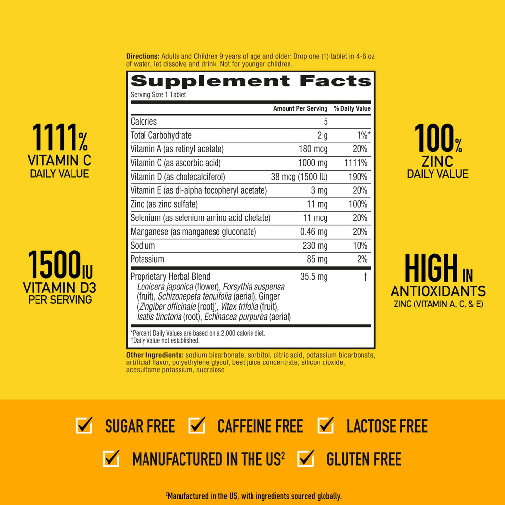 Vitamin C 1000mg Immune Support Tablets | Airborne Very Berry 36 Ct