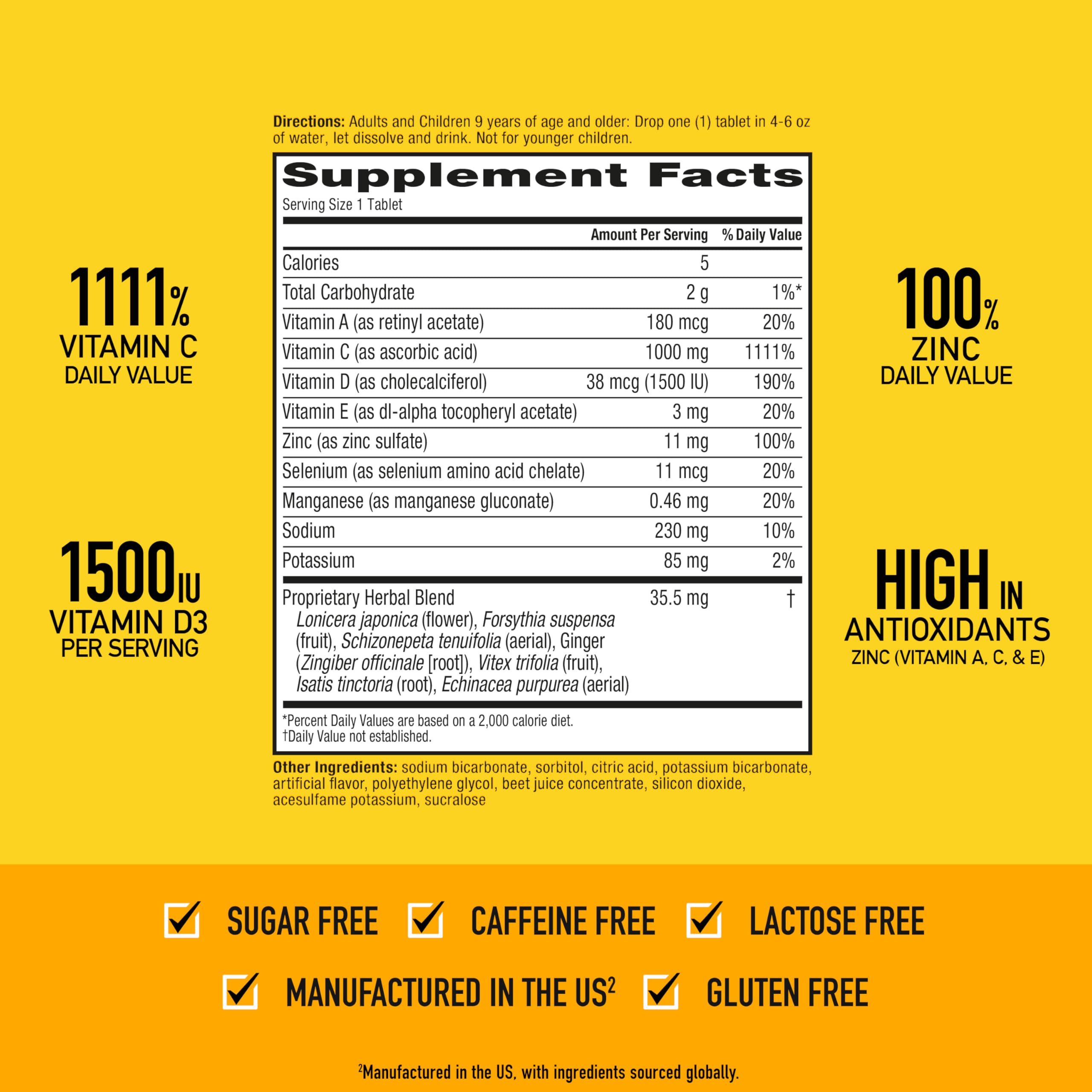 Vitamin C 1000mg Immune Support Tablets | Airborne Very Berry 36 Ct